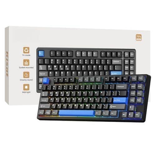 Cozy Serene - Wireless Mechanical Gasket Mounted With Creamy Sound Bluetooth/hz/usb-c Custom Hot Swappable Rgb Backlit 75 Compact - Textured Black