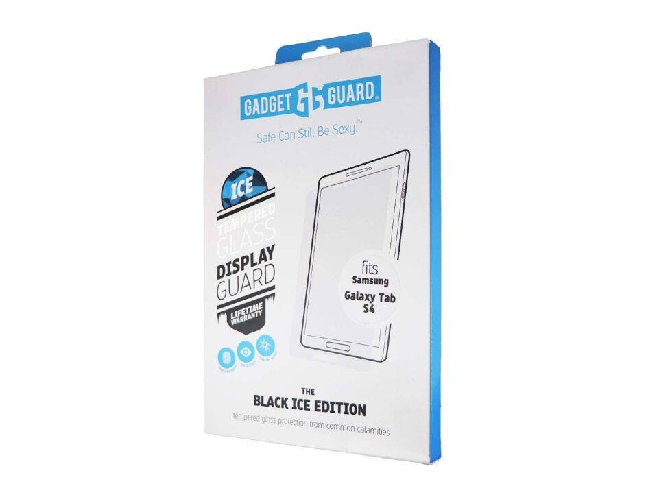 GADGET G GUARD Safe Can Still Be Sexy. ICE TEMPERED GLASS DISPLAY GUARD LIFETIME fits Samsung Galaxy Tab S4 THE BLACK ICE EDITION tempered glass protection from common calamities