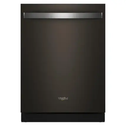 Front. Whirlpool - 24" Top Control Built-In Dishwasher with Total Coverage Wash and Auto Open Air Dry - Fingerprint Resistant Black Stainless Steel.