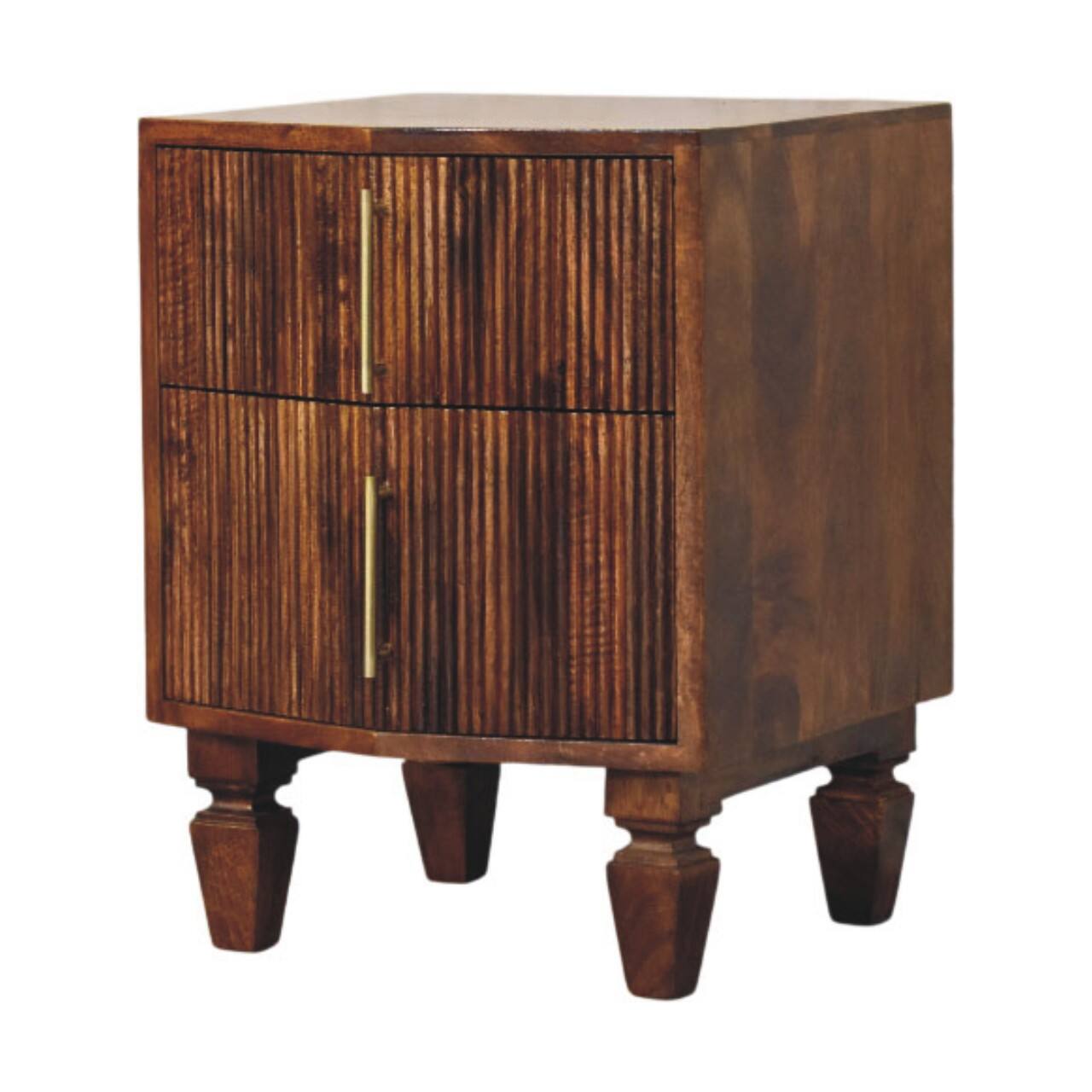 Back. Artisan Furniture - Artisan Furniture Solid Wood Harper Ribbed Chestnut Bedside - Brown.
