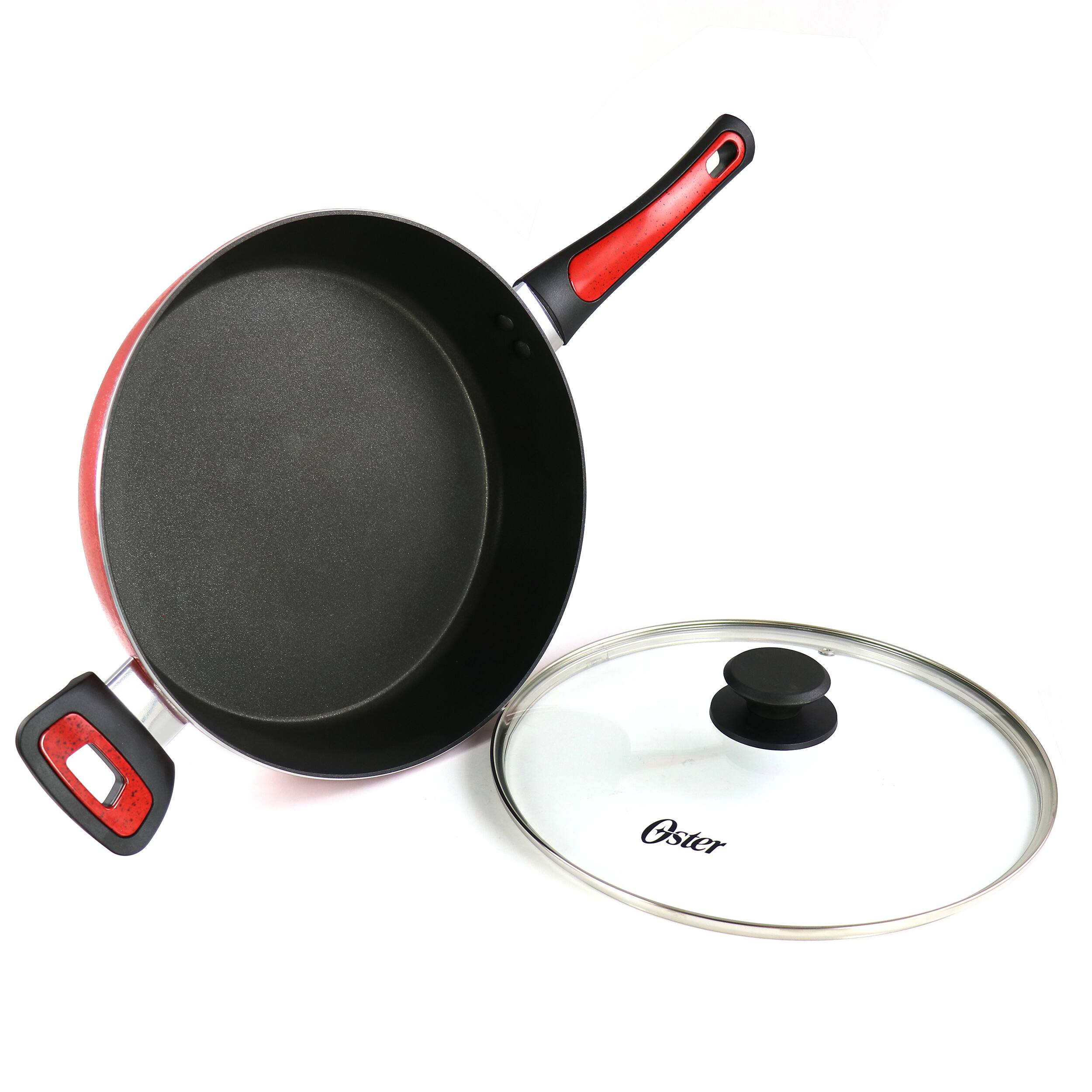 Alt View 1. Oster - Oster Claybon 3.8 Quart Nonstick Saute Pan With Lid in Speckled Red - Red.