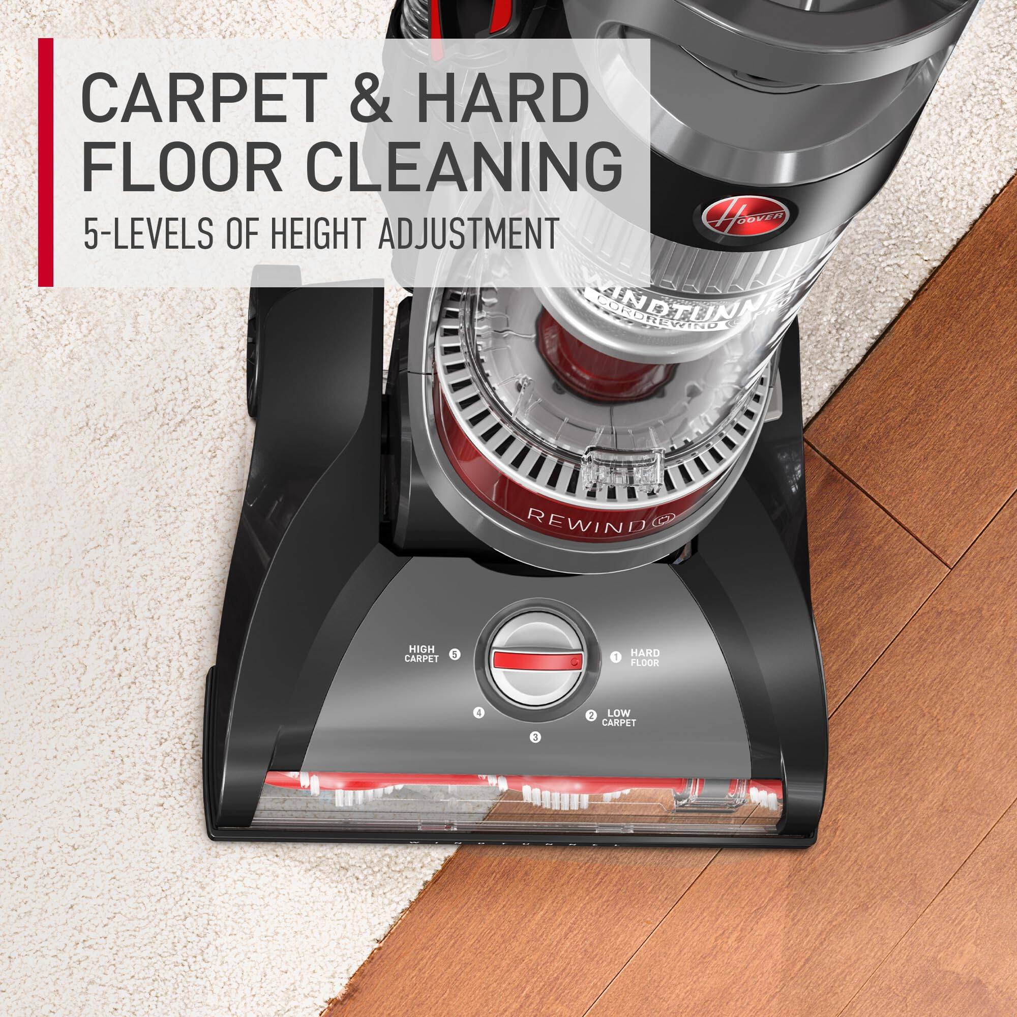 CARPET & HARD FLOOR CLEANING  
5-LEVELS OF HEIGHT ADJUSTMENT  

HIGH CARPET  
HARD FLOOR  
LOW CARPET