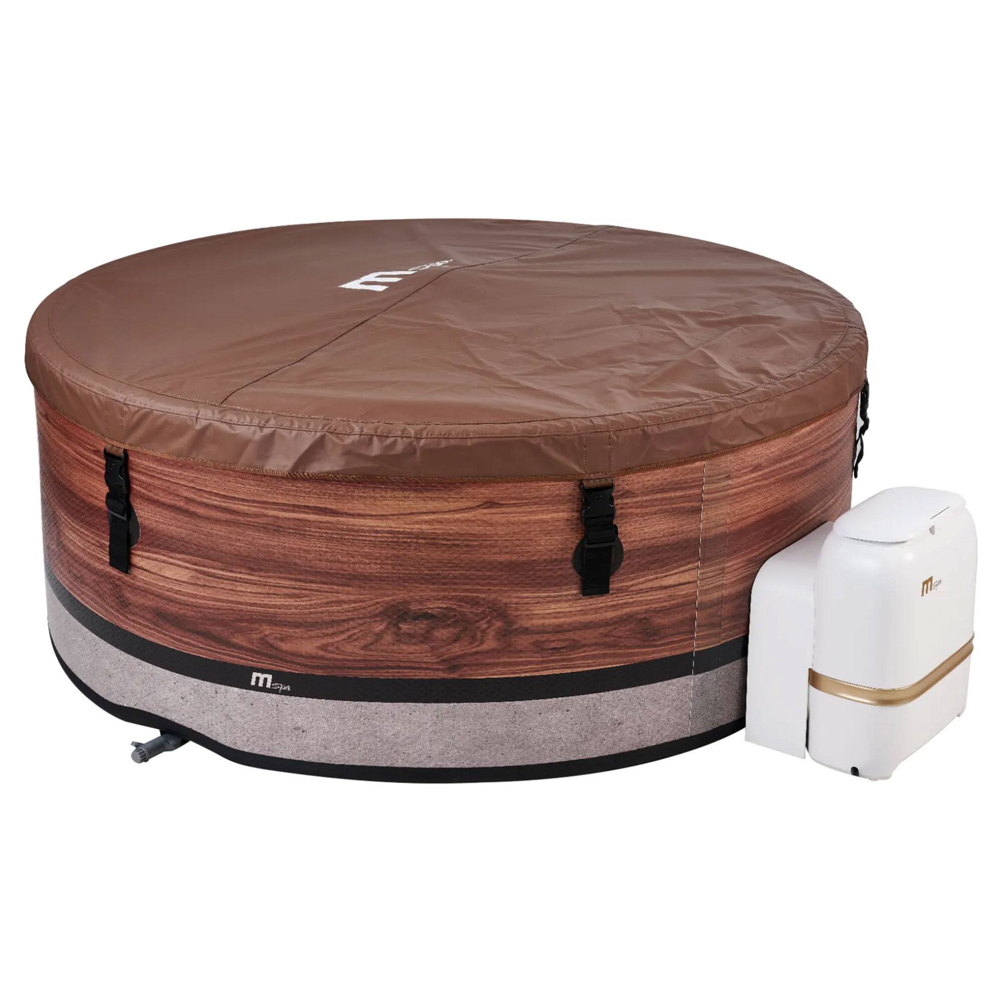 Alt View 8. MSpa - MSpa Round Inflatable 4 to 6 Person Bubble Spa w/ Energy Efficient Cover, Duet - Woodgrain.