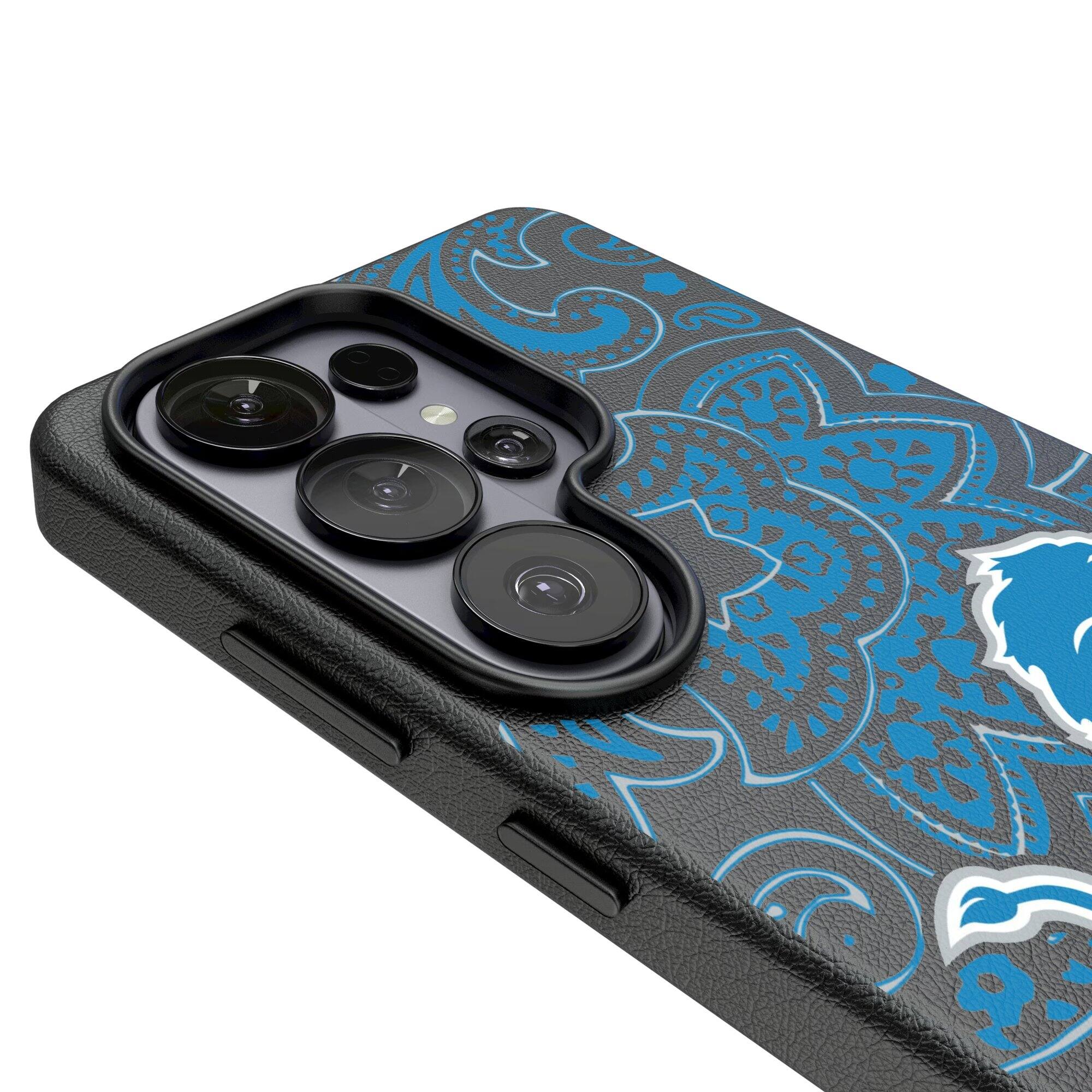Alt View 2. Keyscaper - Detroit Lions Paisley Galaxy Magnetic Bump Case - S24 Ultra - Black.