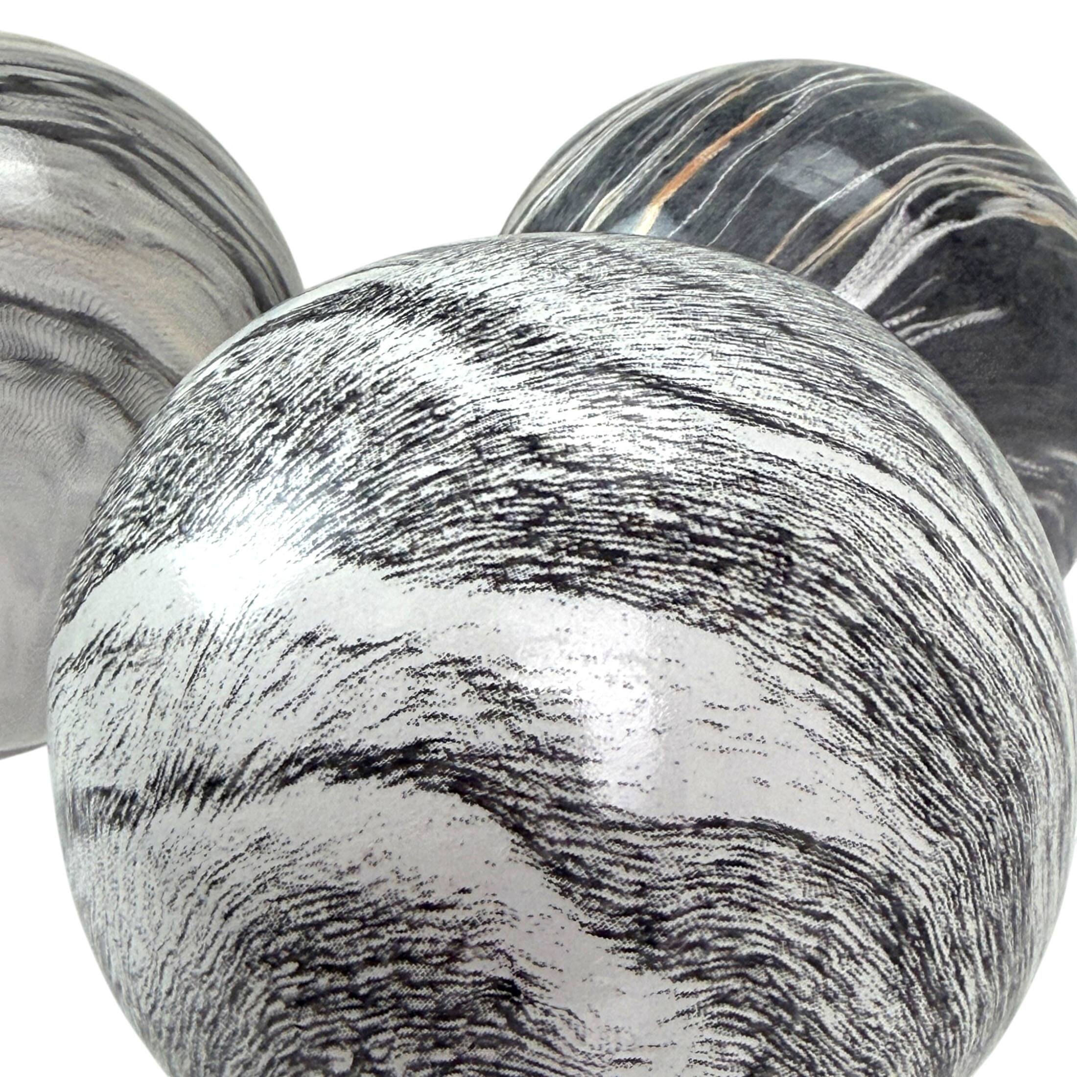 Alt View 4. Things2Die4 - Decorative Orb Set of 3 Grey Marbled Ceramic Spheres 4 in Tabletop Decor - Grey.