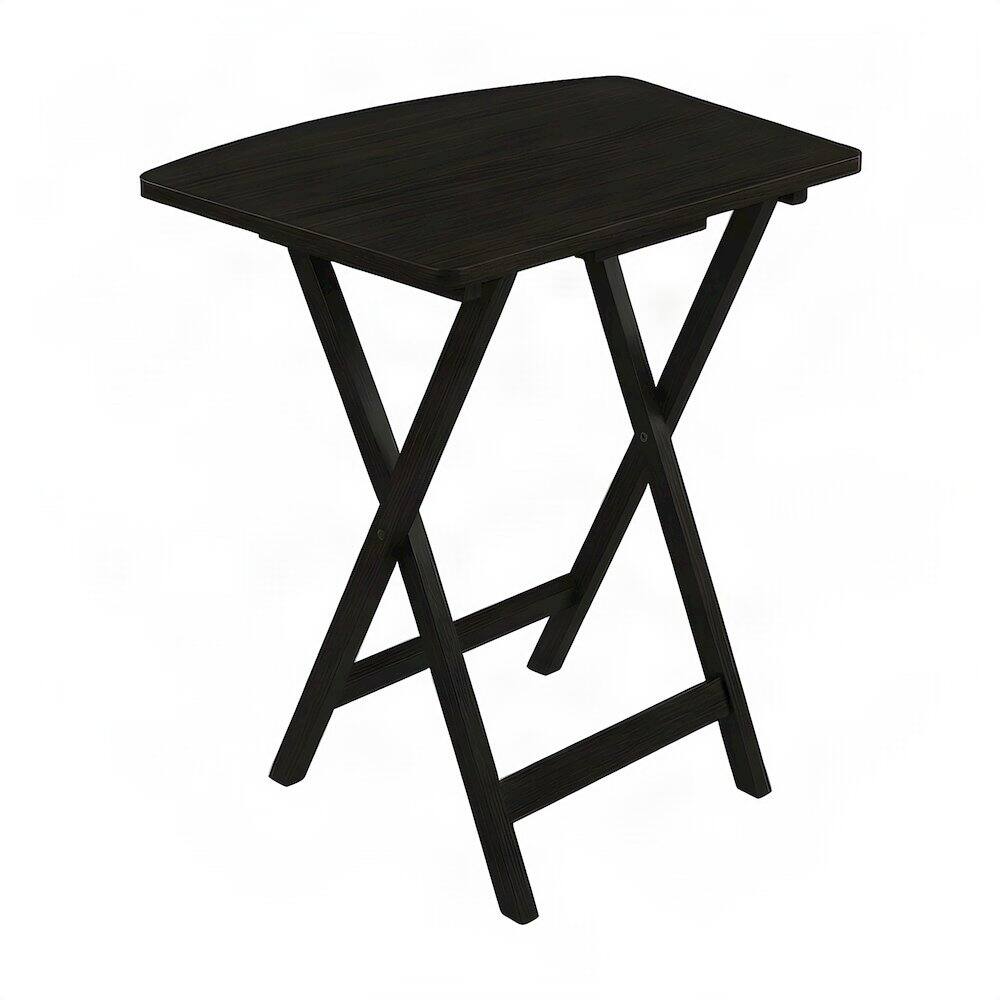 Alt View 3. FurniFact - Solid Wood Fan-Shape Snack Tray Table Set of 5 - Coffee.