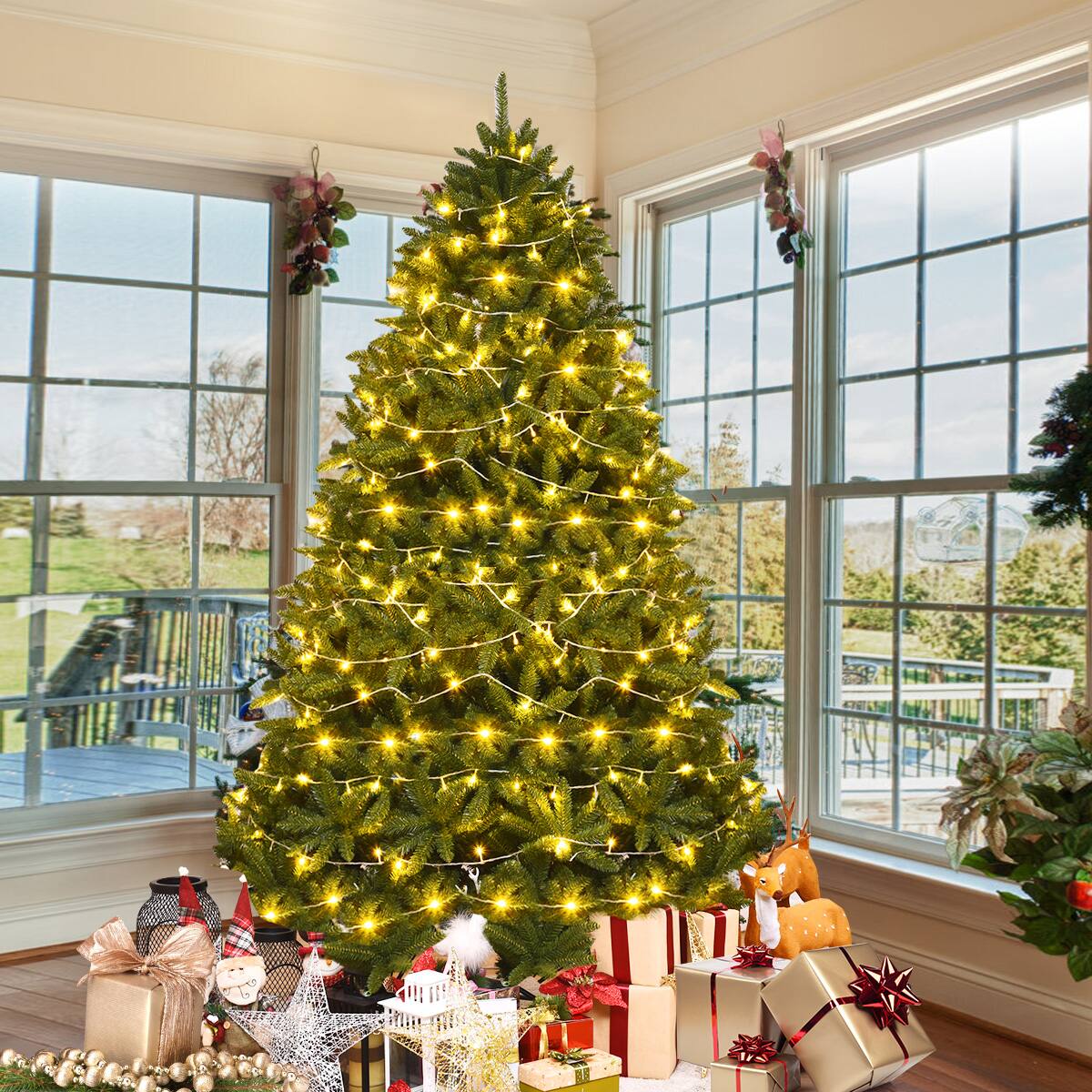 Alt View 2. Gymax - Gymax 7.5' 1968 Hinged Tip Artificial Christmas Fir Tree Patio Home - Green.