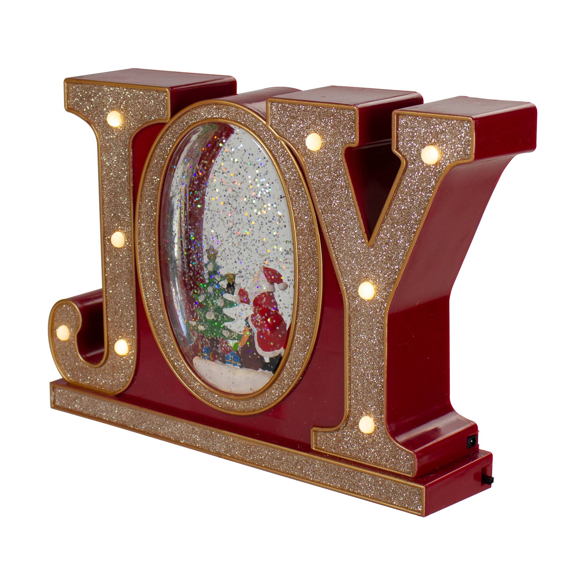 Alt View 2. Northlight - LED Lighted Joy Christmas Glitter Snow Globe - 11" - Red and Gold - Red.