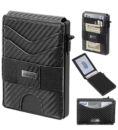 Vulpecula Spade - Pop Up Wallet for Men with Money Clip, Slim Minimalist-Business Card Case,Carbon Fiber Slots Credit Card Holder RFID - Black-04