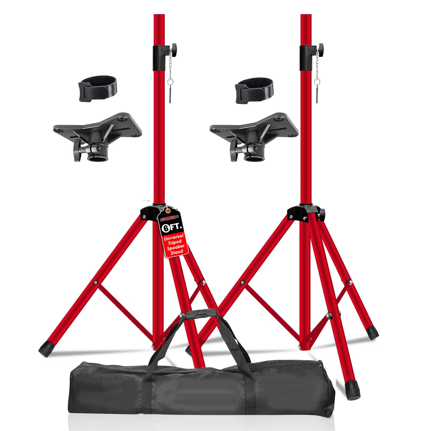5 CORE - Speaker Stand Pair Adjustable Heavy Duty PA DJ Tripod Studio Monitor Stands w 35mm Insert - Red