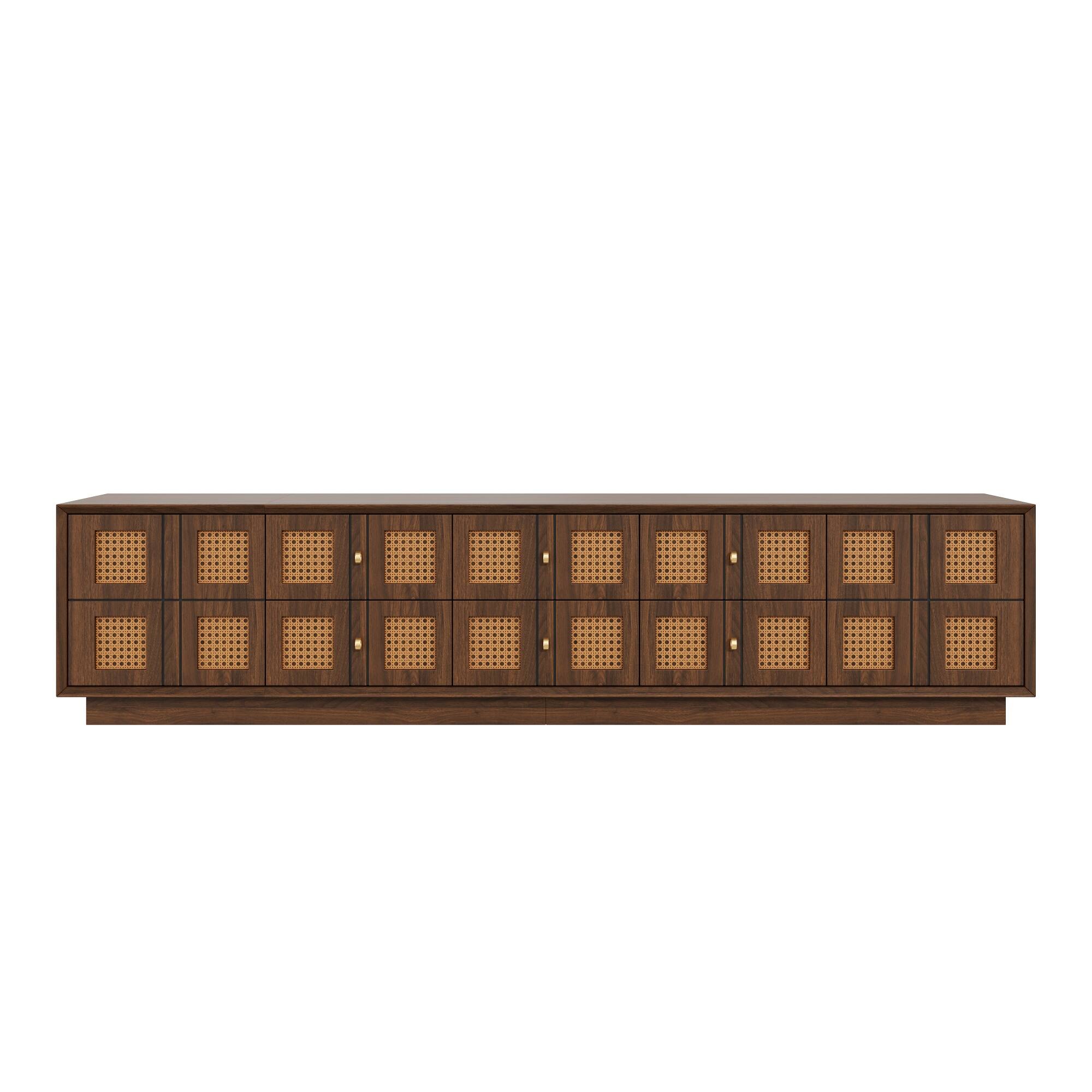 Alt View 4. MERAVOM - 72" Media Console TV Stand for 80 Inch TVs, Rattan Entertainment Center with 6 Drawers and 2 Cabinets for Living Room - Walnut.