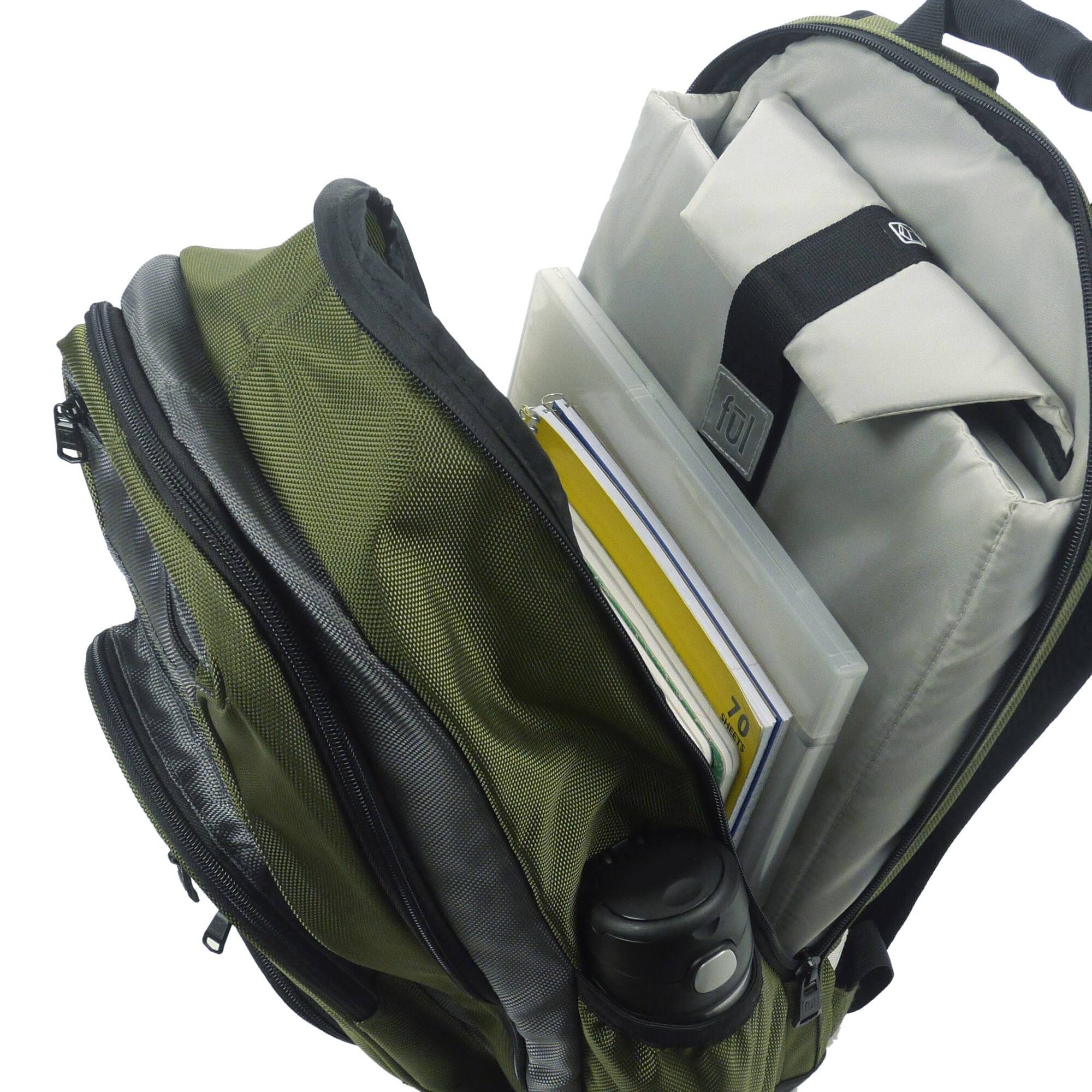 Alt View 4. Ful - Free Fallin' Padded Laptop Backpack, Fits Up to 17-Inch Laptops - GREEN.