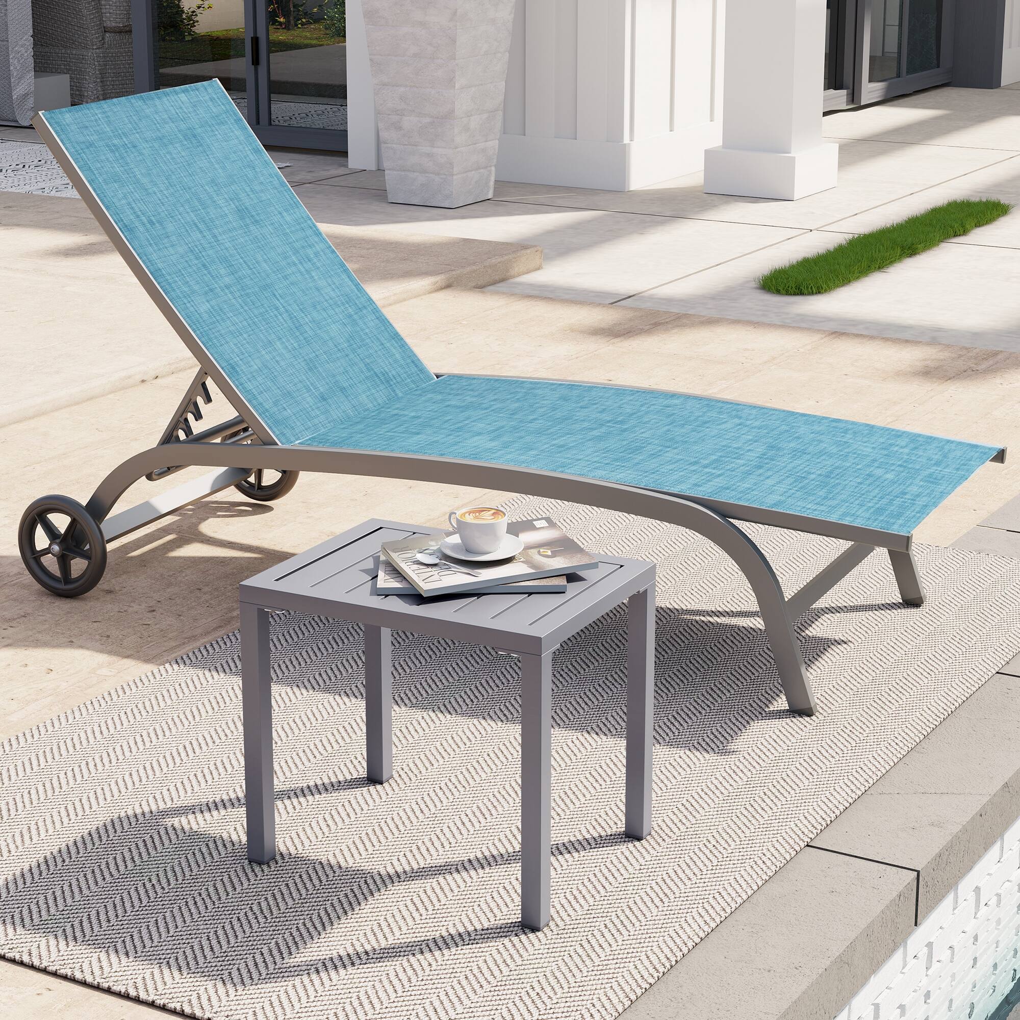 Alt View 5. Crestlive Products - Crestlive Products Aluminum Rectangular Patio Side Table, Small Outdoor Bistro Coffee Table - Gray.