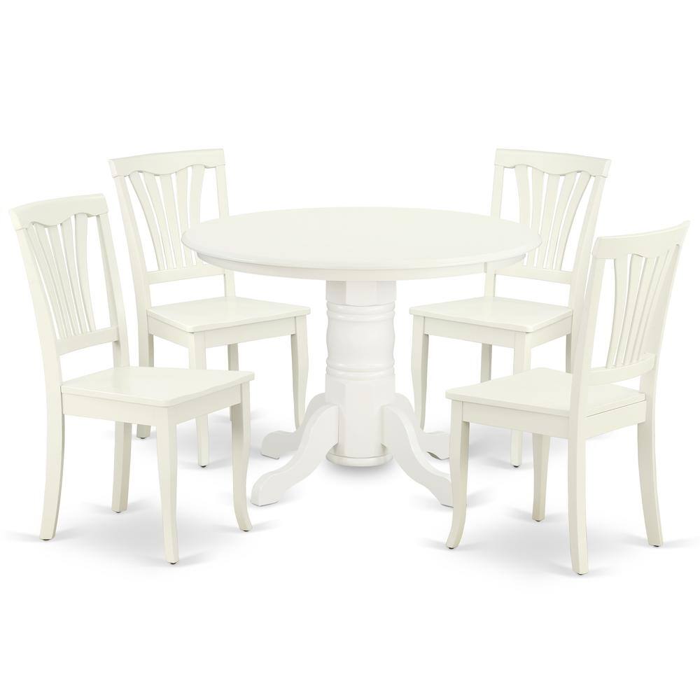 Back. East West Furniture - Dining Room Set Linen White - Brown.