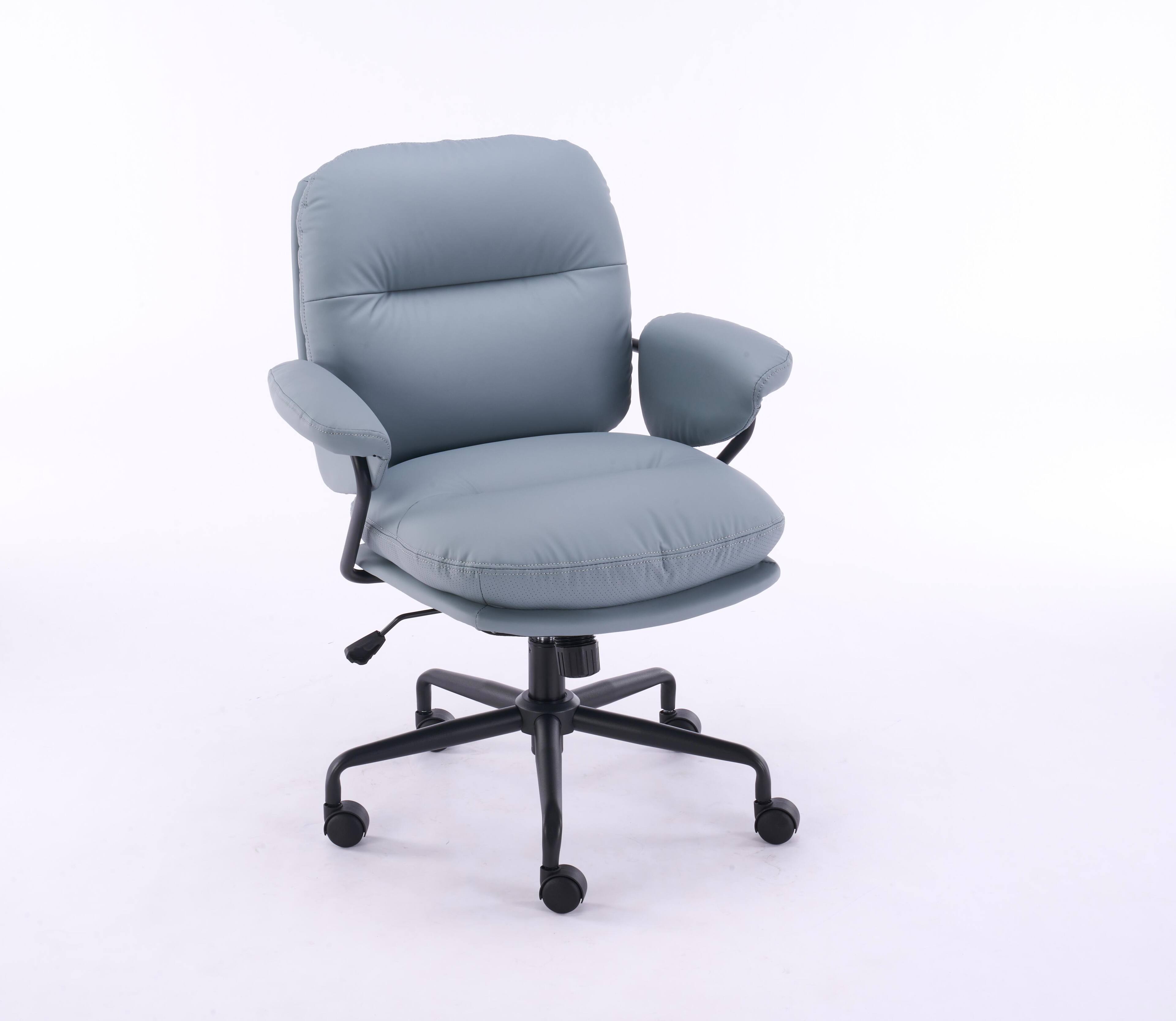 Spaco - Ergonomic Leather Executive Office Chair, Adjustable Height Reclining Swivel Chair with Sturdy Metal Frame - Sage