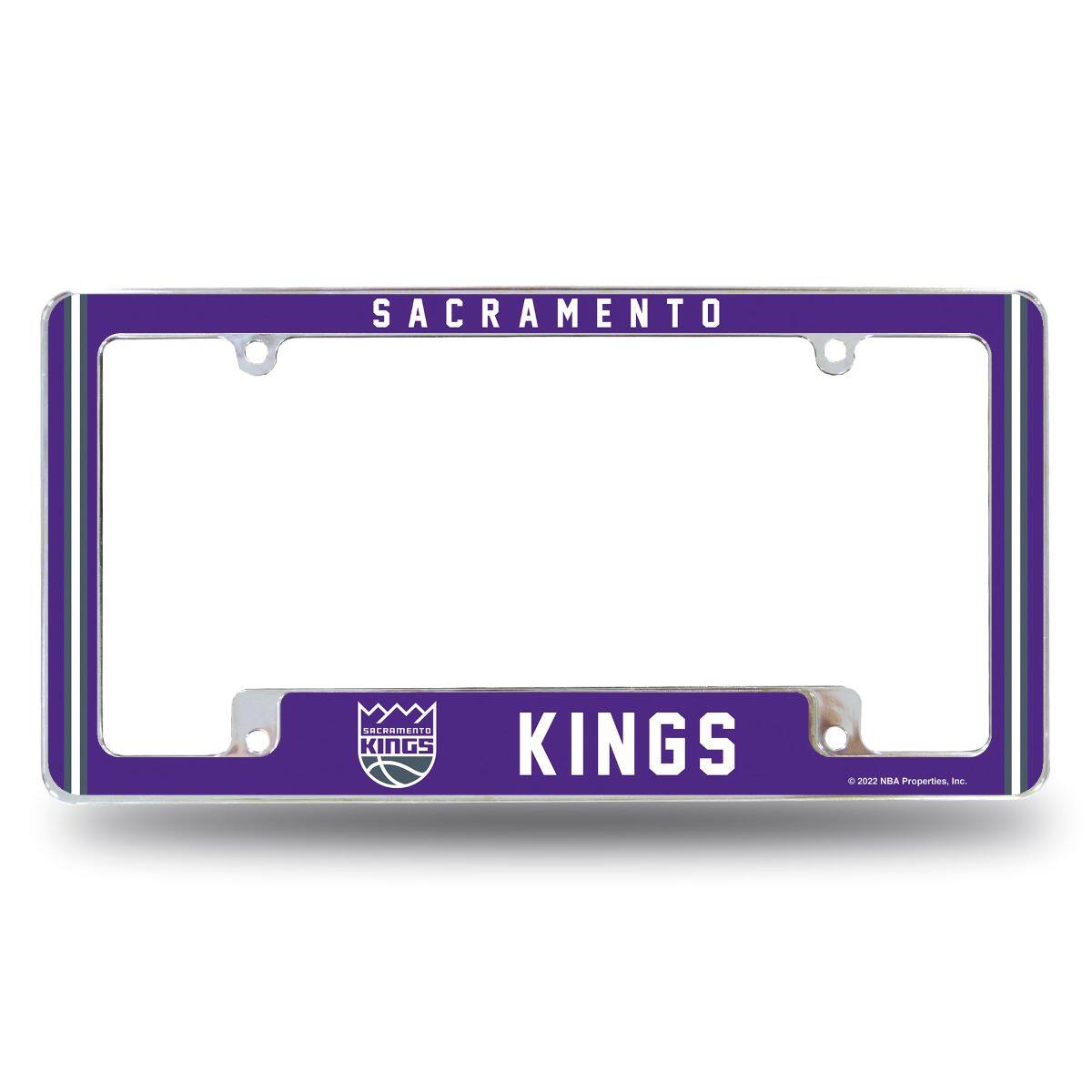 Sacramento Kings Chrome Metal License Plate Frame with Full Frame Team Color Graphics