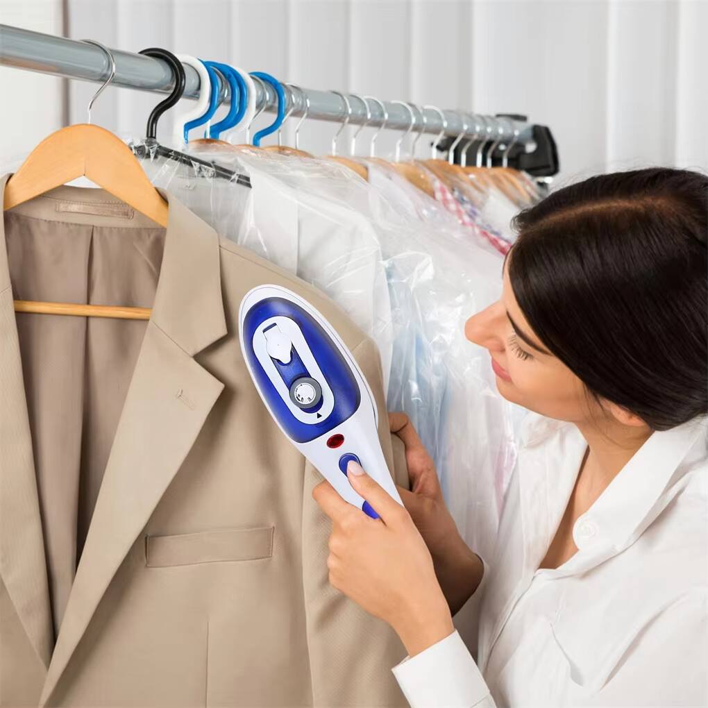 Alt View 1. Luckbyte - 800W Portable Handheld Garment Steamer 2 in 1 Anti-Scald Anti-Drip Fabric Steam Iron - Blue.