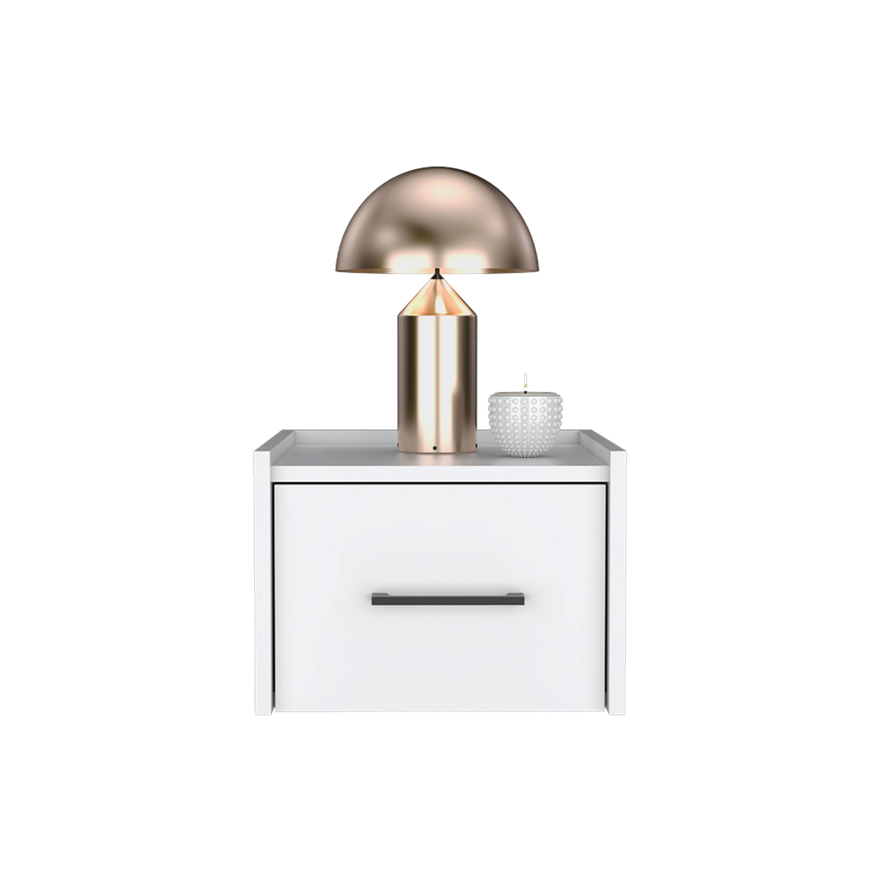 Back. Tiramisubest - Floating Nightstand, Space-Saving Design with Handy Drawer and Surface, White - White.