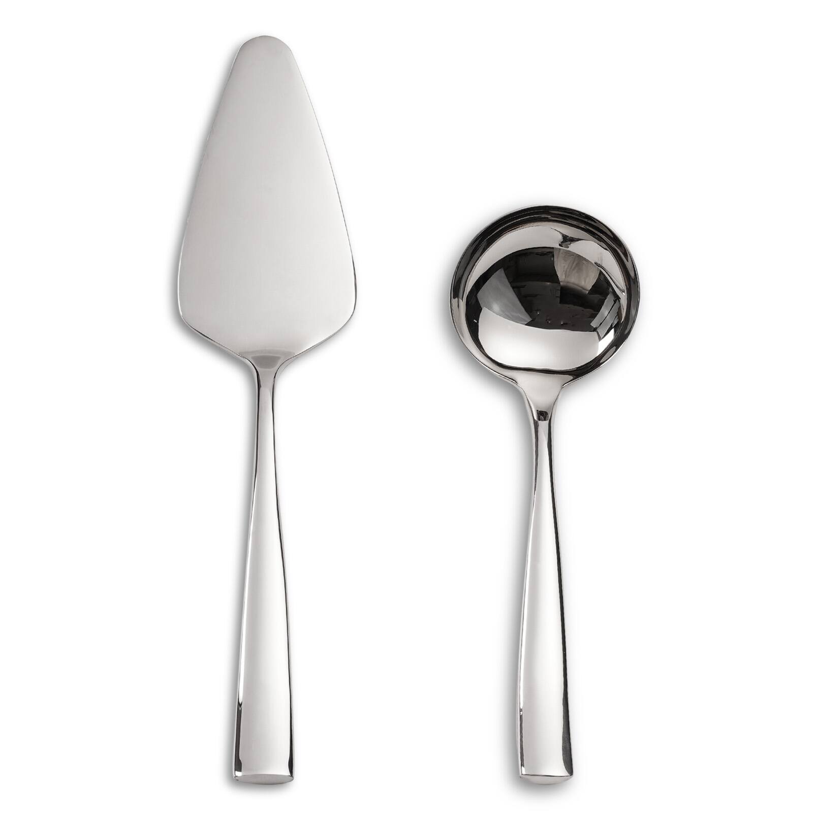Alt View 2. Hansmart - BARENTHAL 2Pcs Stainless Steel Gravy ladle and Pastry ServerCake Spatula Pizza Cheese Server Cake Dividing Knife - Silver.