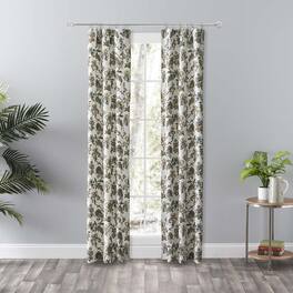 Ellis Curtain - Madison Floral Design Printed Natural Ground 3" Rod Pocket 56" x 84" Tailored Panel Pair - Blue