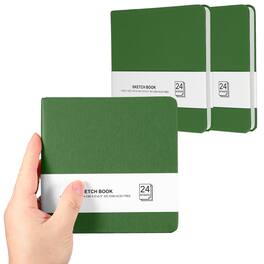 Unique Bargains - 3pcs 5.5x5.5 Inch Small Sketchbook, 24/48pg 300GSM Watercolor Paper Pad Square Tiny Pocket for Drawing Travel - Green