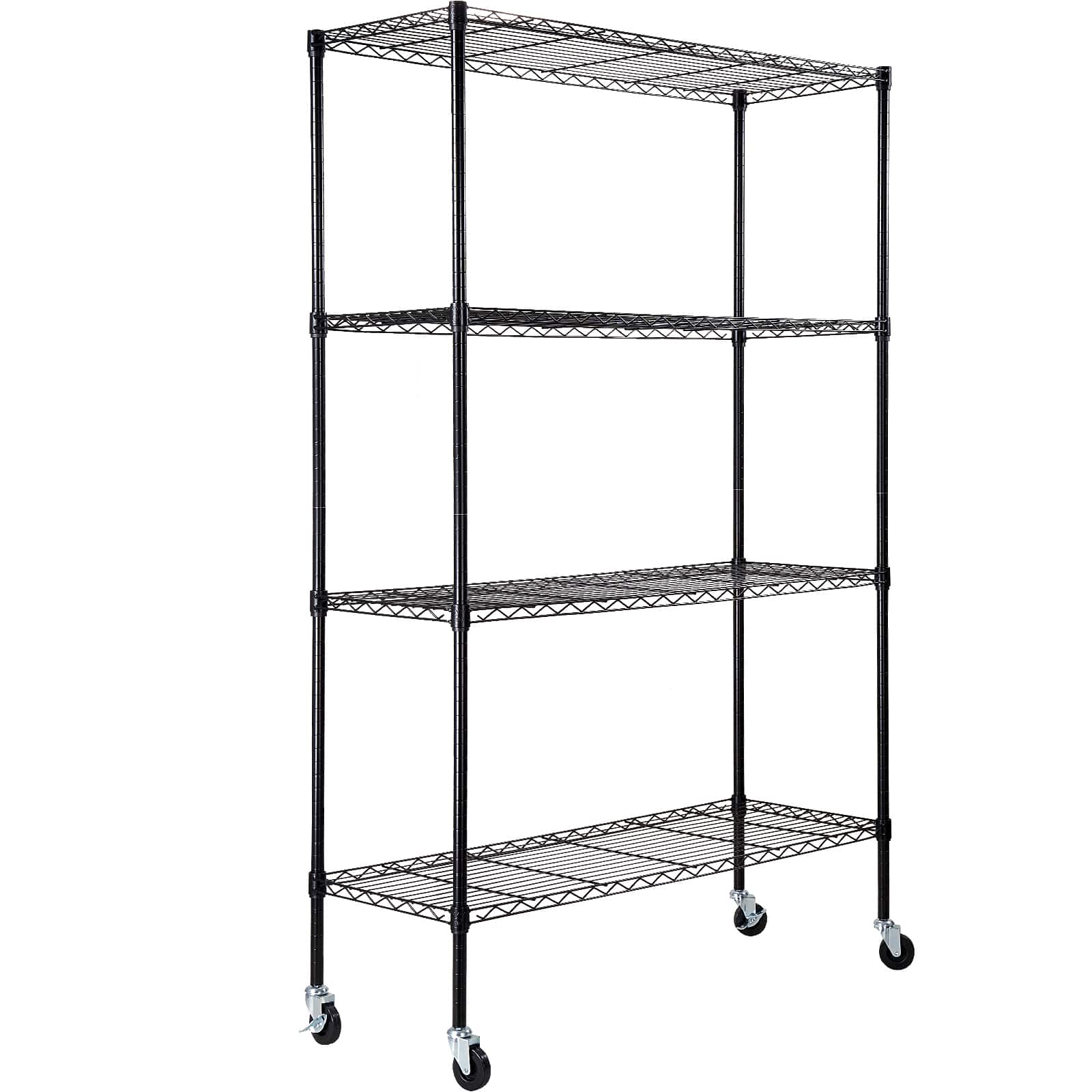 Front. VEVOR - Storage Shelving Unit with Wheels, 4-Tier Adjustable, 700 lbs Capacity, Heavy Duty Garage Shelves - Sliver.