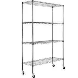 VEVOR - Storage Shelving Unit with Wheels, 4-Tier Adjustable, 700 lbs Capacity, Heavy Duty Garage Shelves - Silver