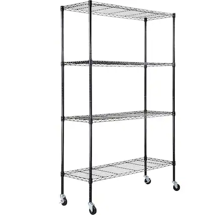 Front. VEVOR - Storage Shelving Unit with Wheels, 4-Tier Adjustable, 700 lbs Capacity, Heavy Duty Garage Shelves - Sliver.