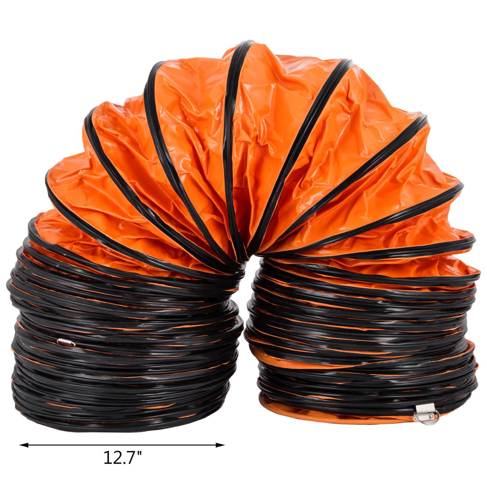 Alt View 4. VEVOR - 16 FT (5m) PVC Flexible Duct Hosing for 300 MM/12 Inch Diameter Exhaust Fan extraction flexible ducting 12 inch flexible - Orange.