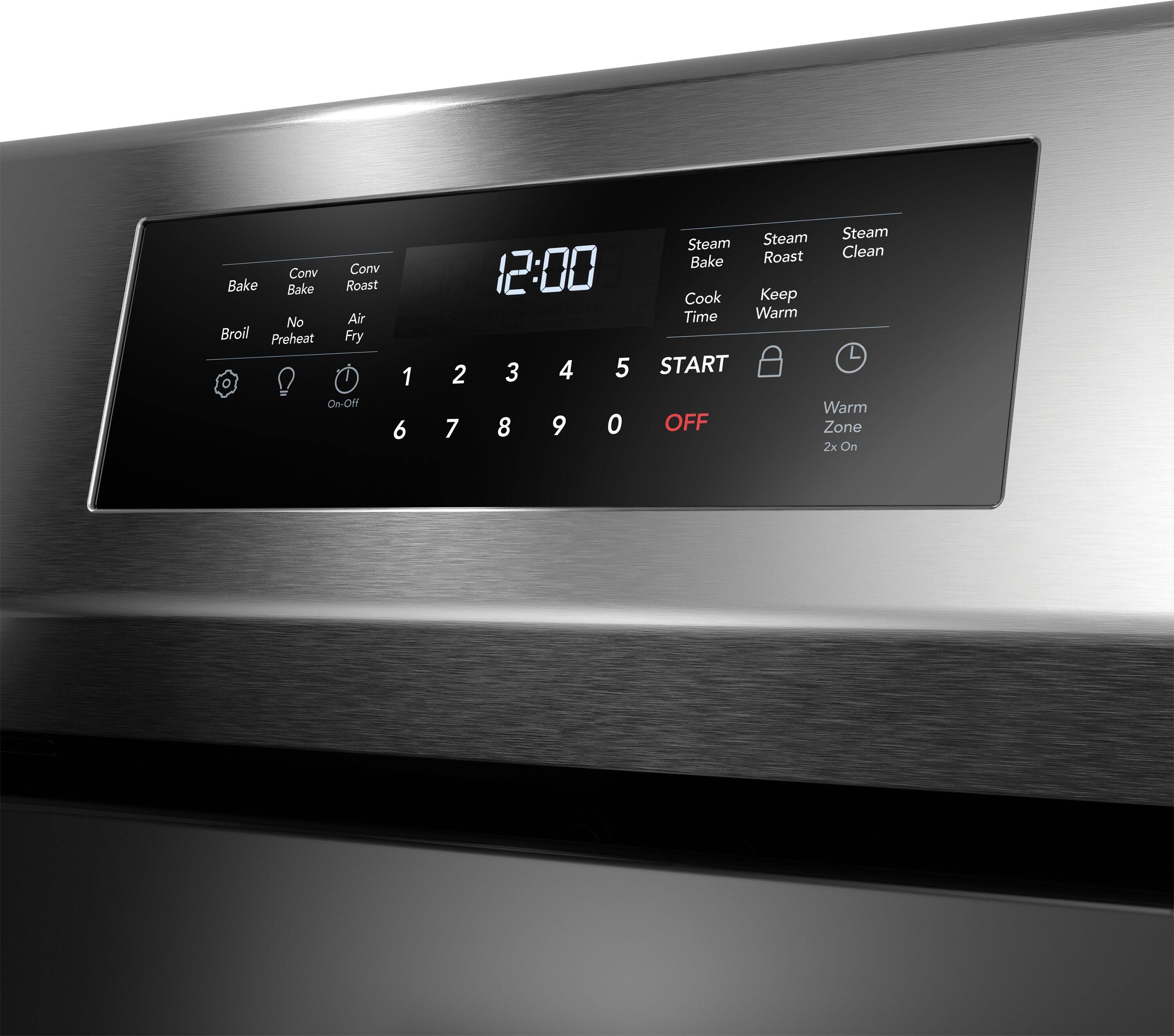 Conv Bake Conv Bake Roast No Air Broil Preheat Fry O On-Off 1 2 3 4 5 6 7 8 9 0 Steam Steam Steam Roast Clean Bake Cook Keep Time Warm START Warm OFF Zone 2x On