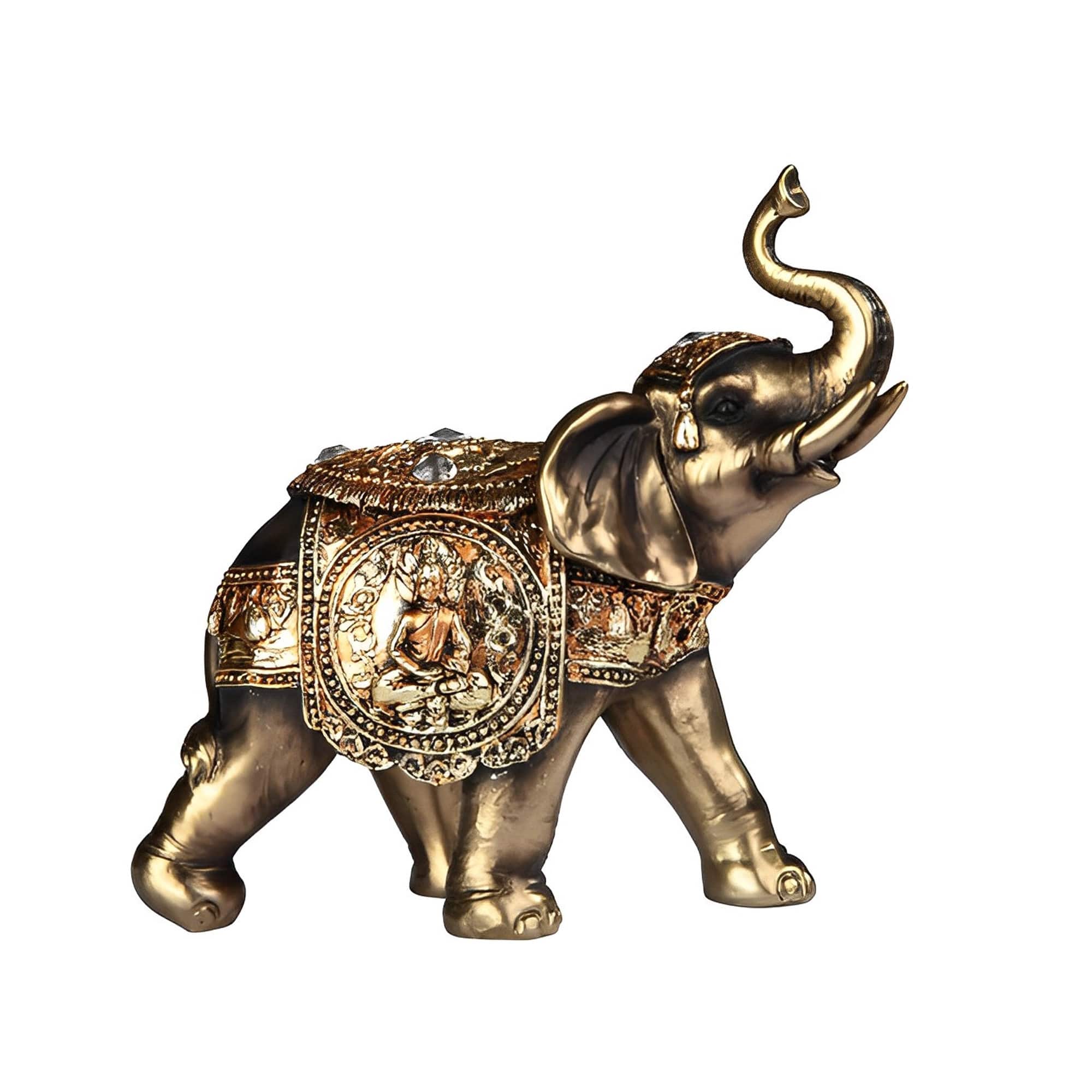 FC Design - 7"W Thai Elephant with Trunk Up Figurine Statue Desk Tabletop Home Decor Gift - Multi-Color