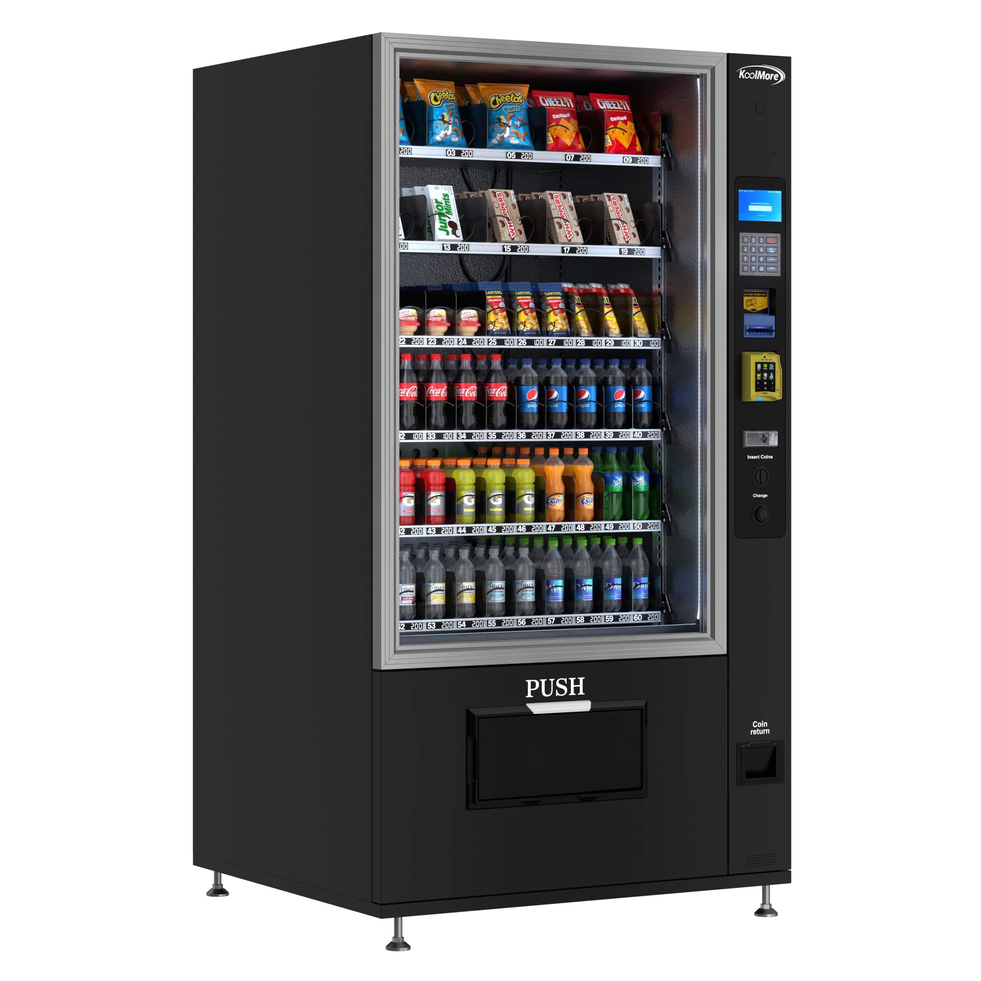 Koolmore - Refrigerated Snack and Drink Vending Machine with 60 Slots, Credit Card Reader and Coin/Bill Acceptor - Black