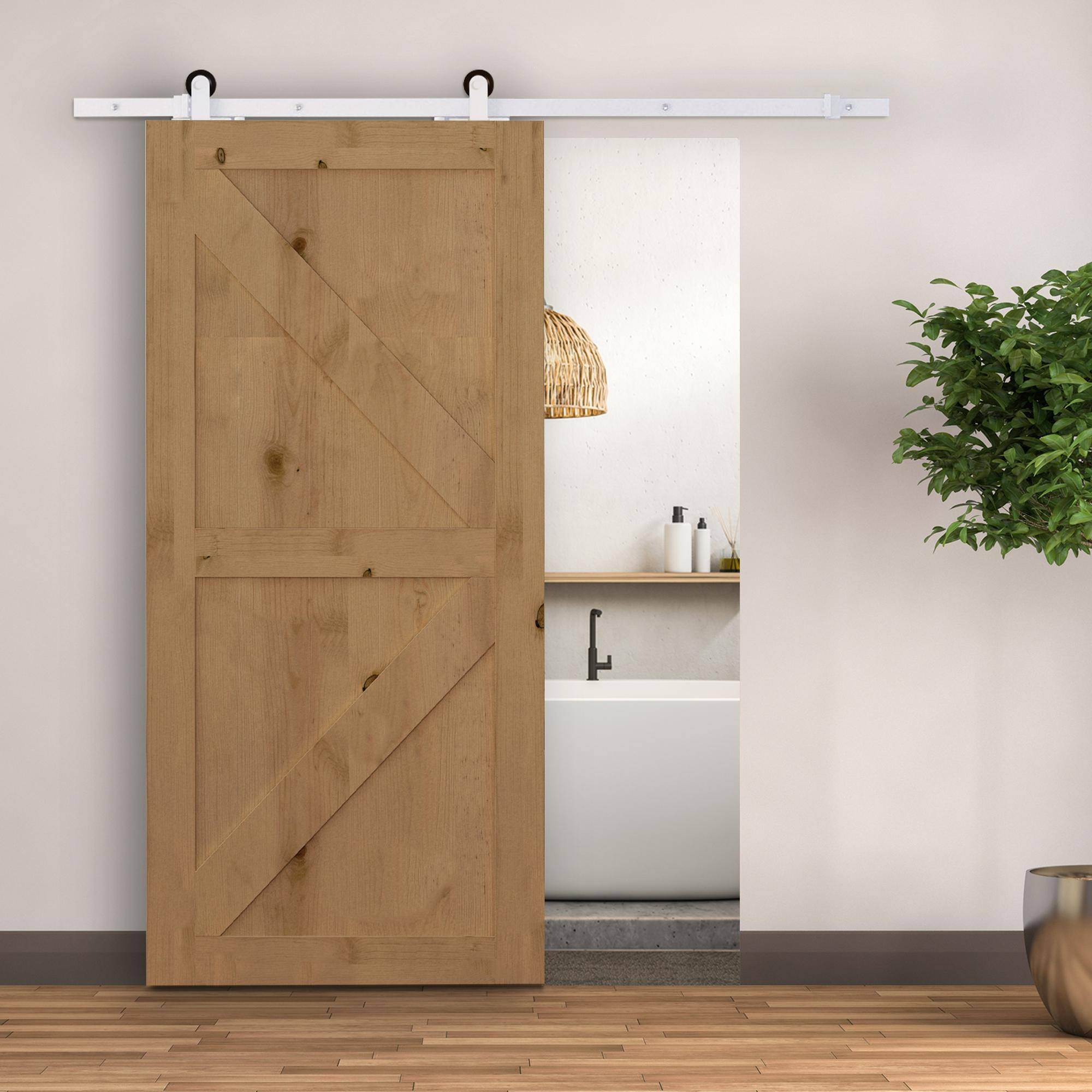 Alt View 1. Homcom - Rustic Interior Sliding Barn Door Mounting Hardware Kit -.