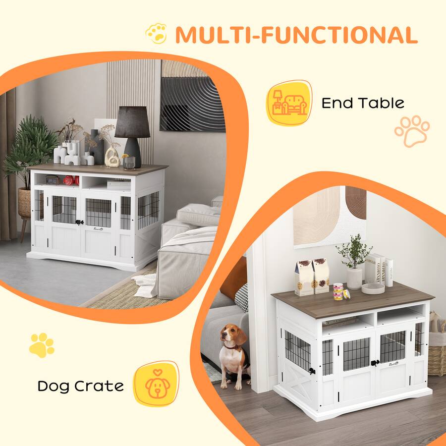 Dog Rest Table Pawhut Kennel Furniture Side End Table with Storage - Best Buy