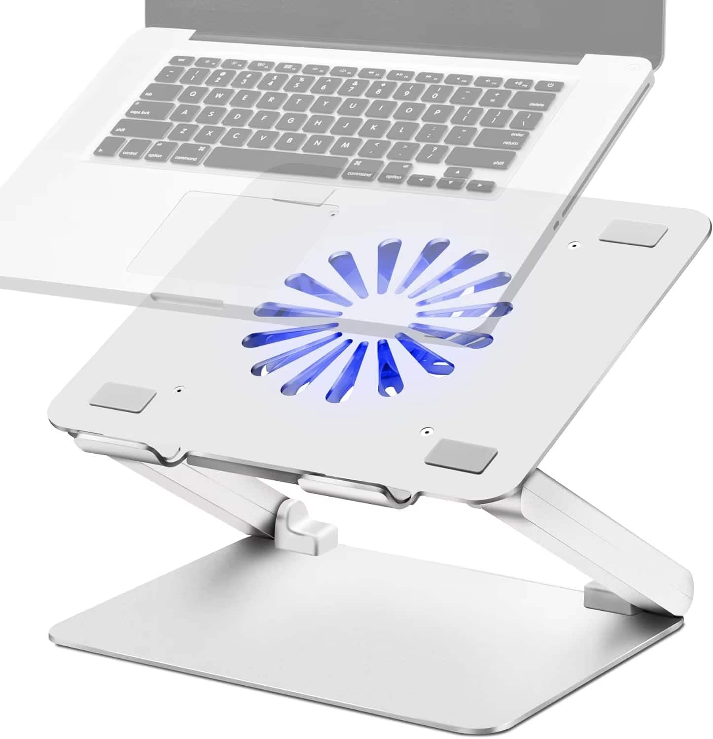 Front. Luckbyte - Aluminum Laptop Cooling Pad with Ultra-Quiet High-Airflow Fan and 4-Port USB Hub, Ergonomic Stand for Up to 17" Laptops.