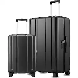 LUGGEX - 20"/28" 2-Piece Luggage Set PC Hardside Suitcase with Spinner Wheels and TSA Lock - EX-Core - Black