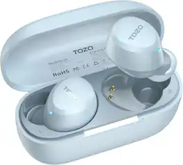 TOZO - A1 Wireless Earbuds, 32H Play, Premium Stereo, ENC Mic, Fast Pairing, APP‑32EQ, Waterproof, Lightweight Comfort‑Fit - Blue