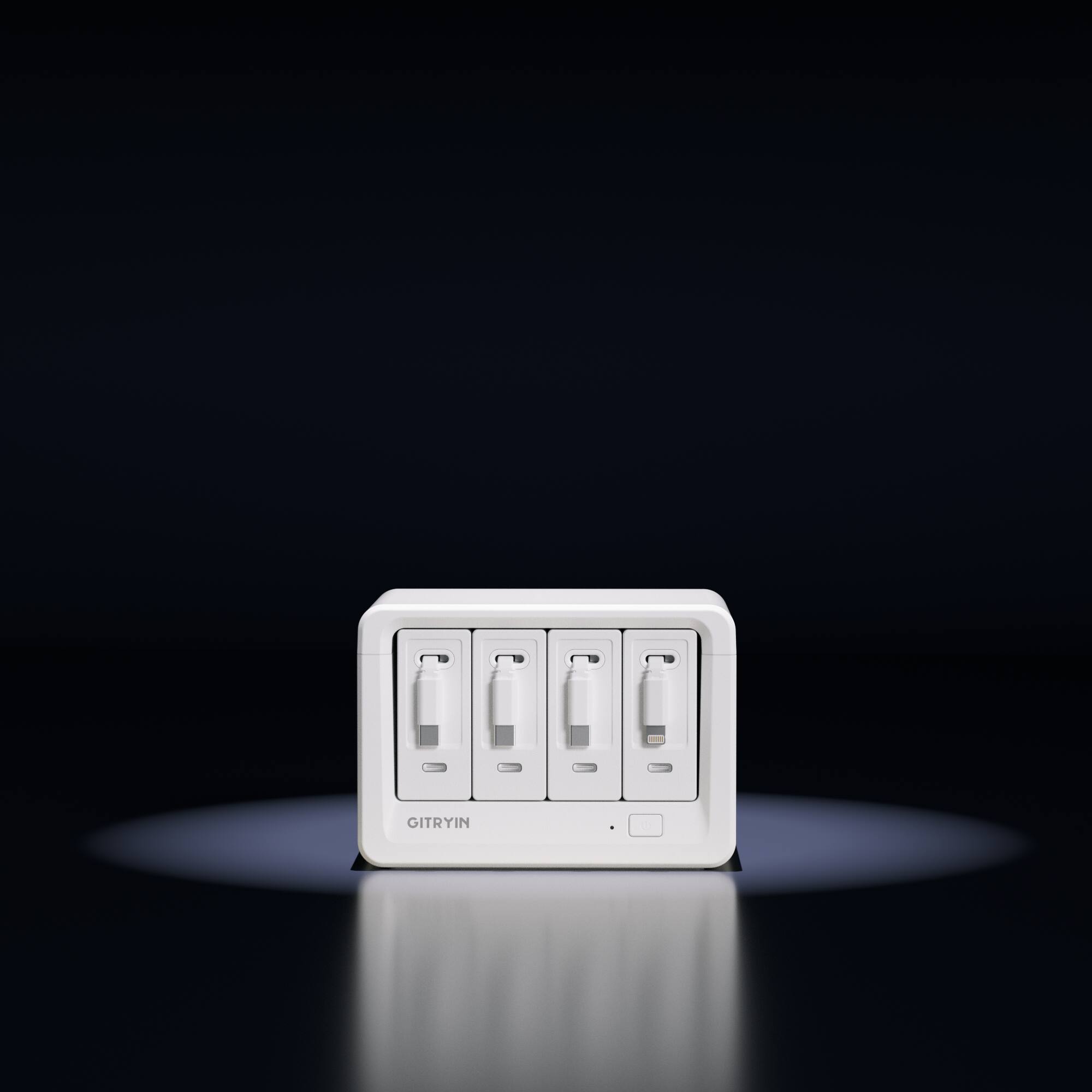 Alt View 7. Gitryin - Gitryin Desktop Charging Station+ 3 USB-C Retractable Charger +1 Lighting Retractable Charger, 40W, 31.5-In Cable White - White.