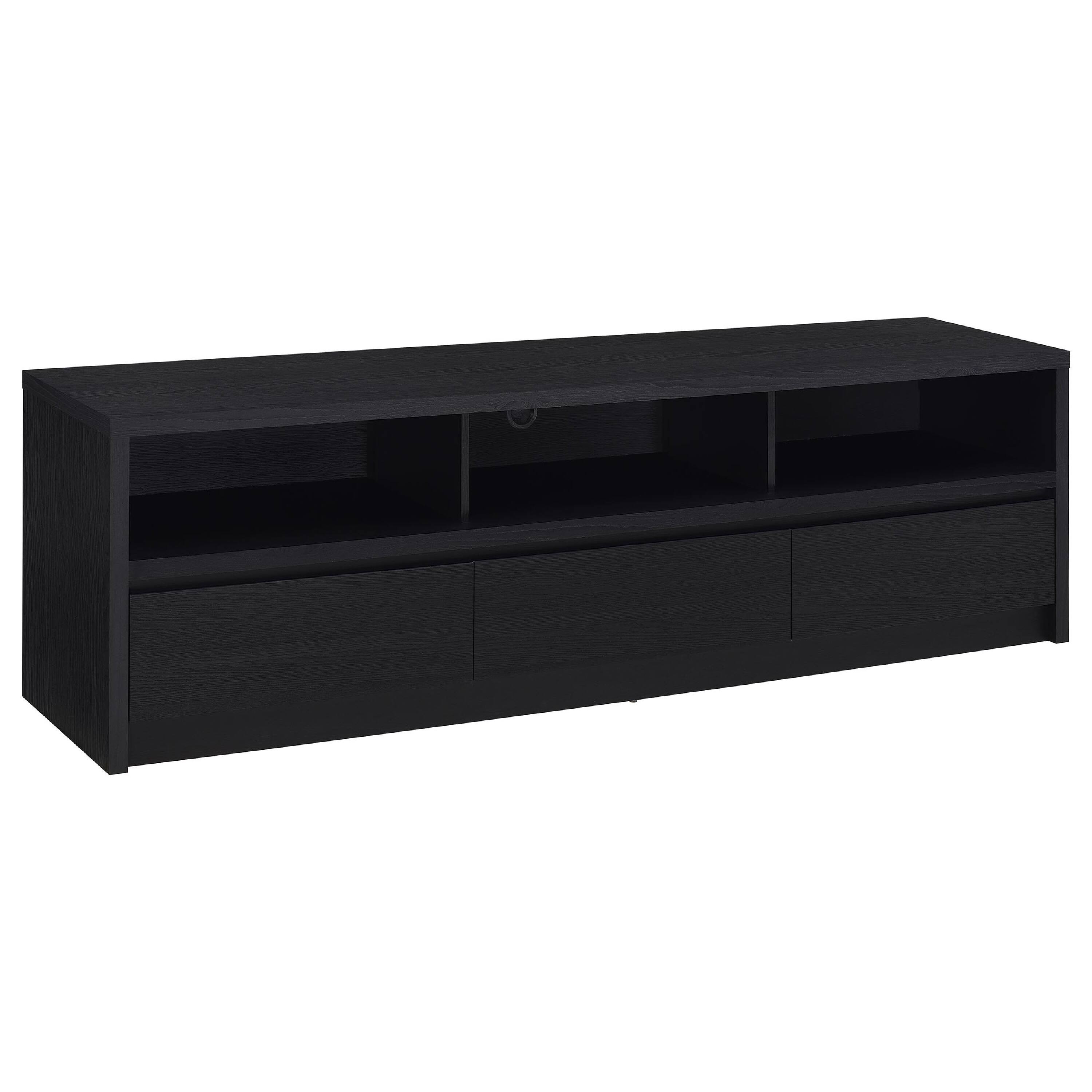 Alt View 1. Manhattan Lane - Rutvy TV Stand Media Console with Open Shelves, Black Wood 78 Inch - Black.
