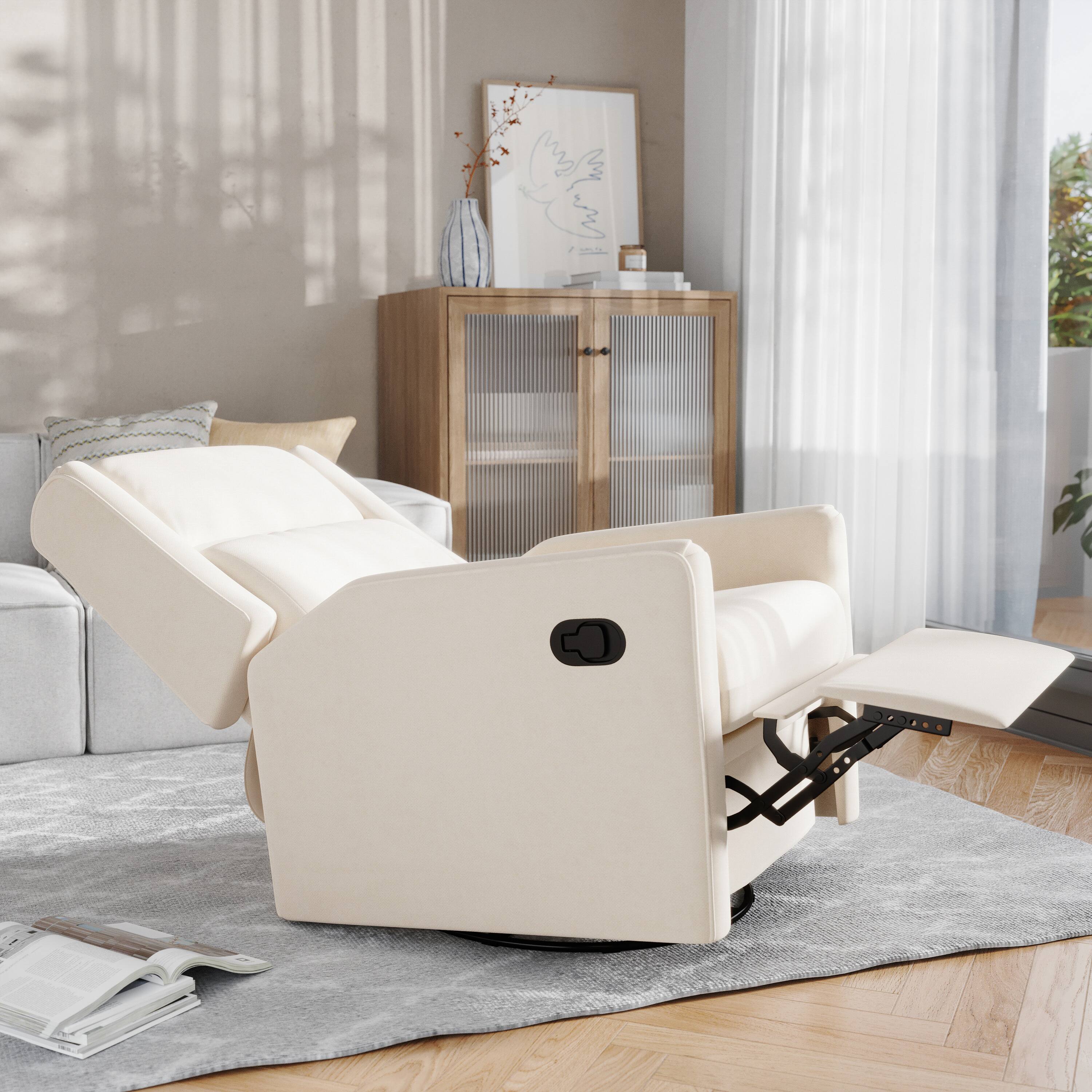 Alt View 2. Flash Furniture - Cash Swivel Glider Rocker Recliner Chair, Manual 360 Degree Swivel Recliner Perfect for Living Room, Bedroom, or Nursery - Off-White.