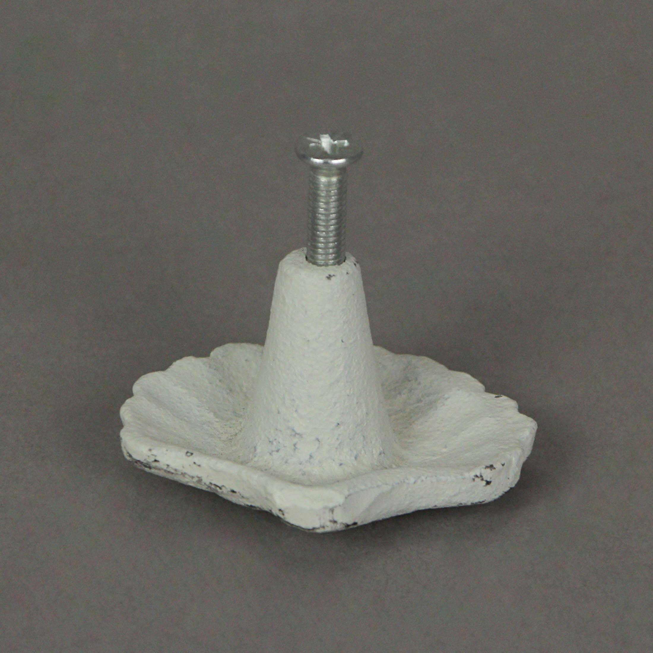 Alt View 9. Zeckos - Set of 6 White Cast Iron Scallop Sea Shell Drawer Pulls Nautical Cabinet Knobs - White.