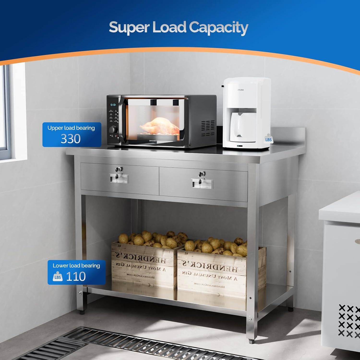 Super Load Capacity

Upper load bearing 330 LBS

Lower load bearing 110 LBS