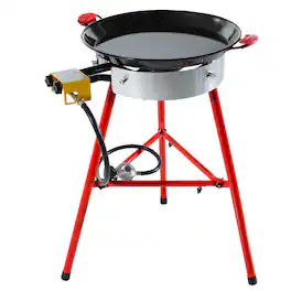 Ringg - Chef Series Compact Outdoor Propane Flat Top Cooking Kit, 18" Enameled Steel Pan, Dual Burner, Stand - Multicolored