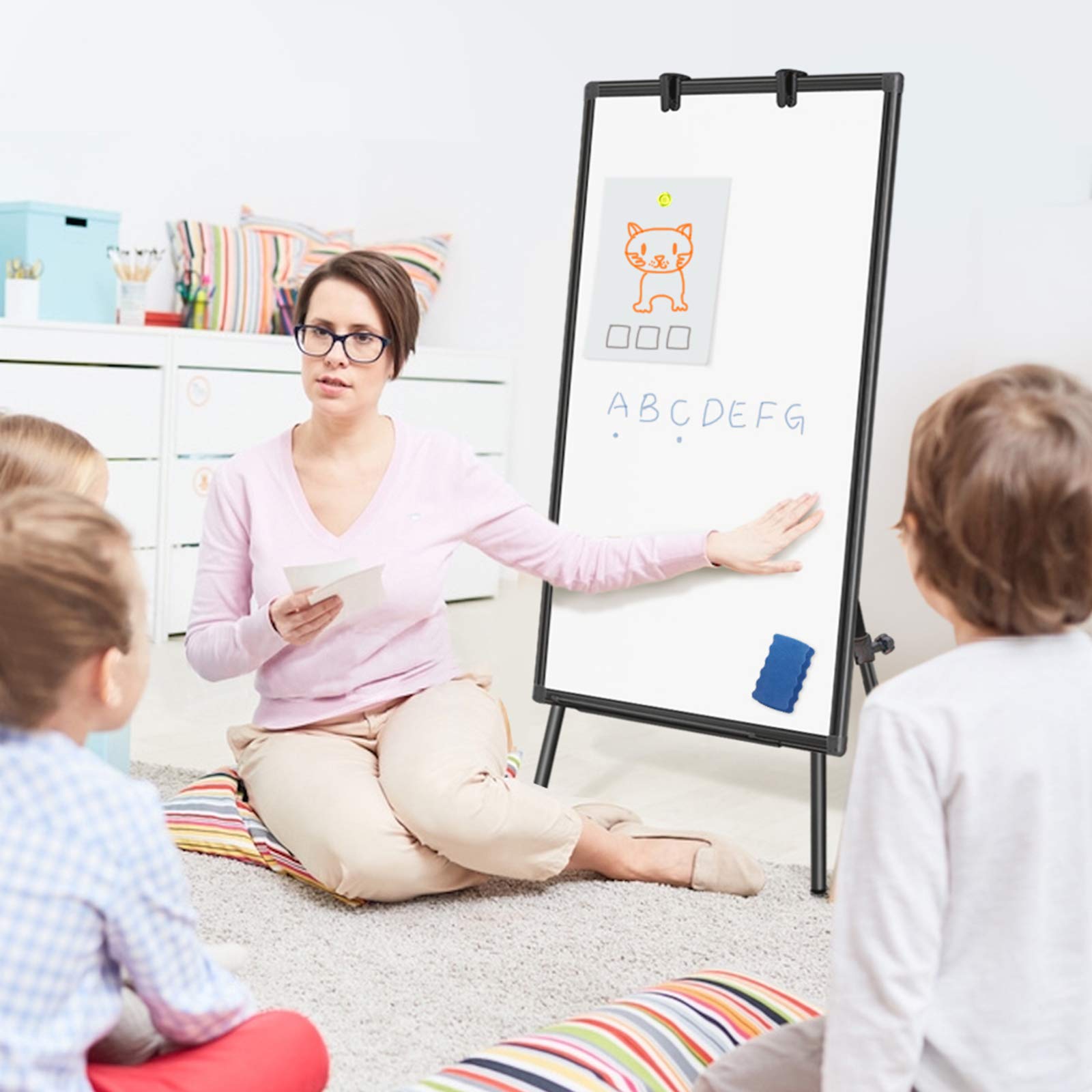 Alt View 1. HOMLUX - Bulletin Boards - Portable Dry Erase Board 36 x 24 Tripod Whiteboard Height Adjustable Flipchart Stand White Board - White.