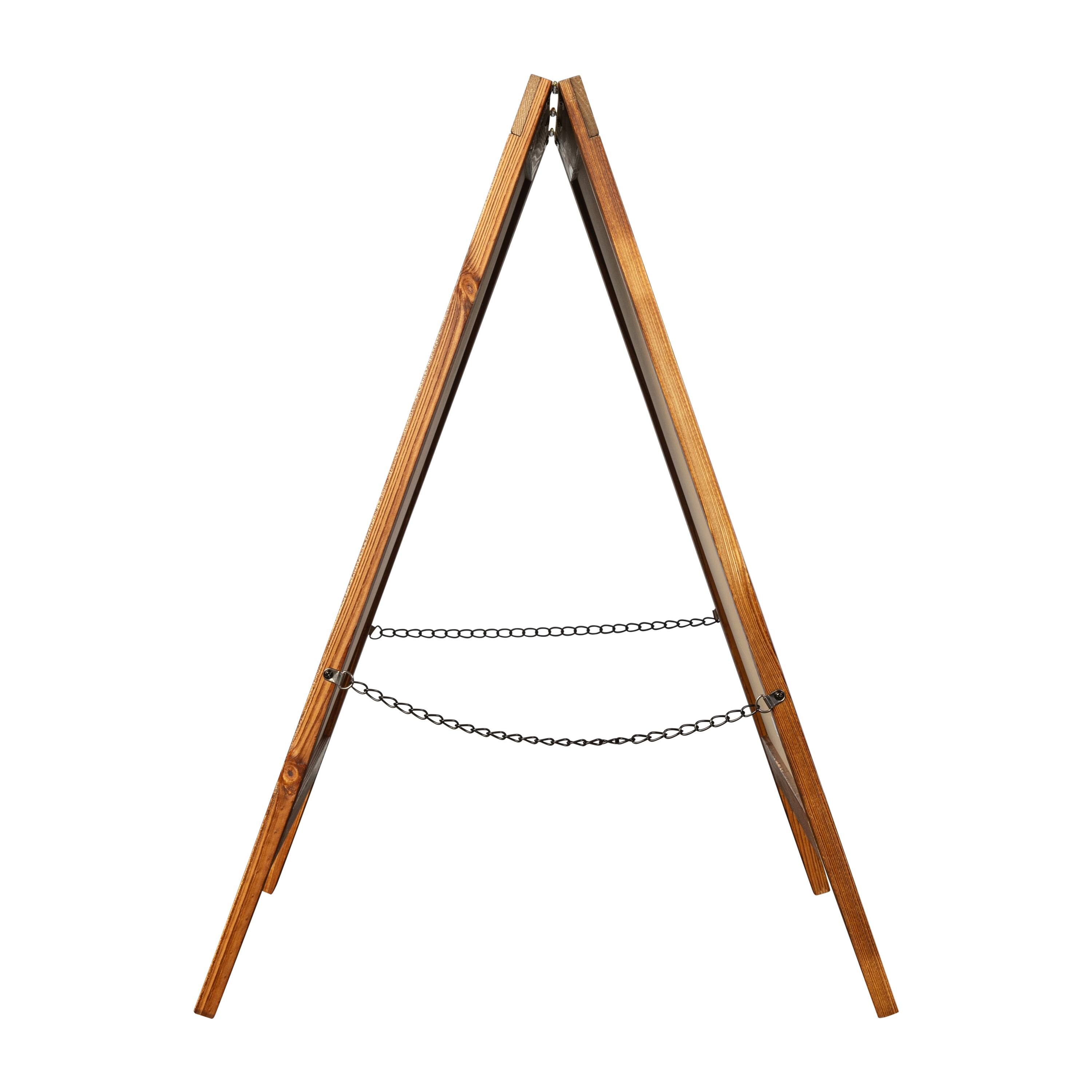 Alt View 7. Emma + Oliver - Rustic Double-Sided A-Frame Wooden Chalkboard with Magnetic Surface - Torched Brown.