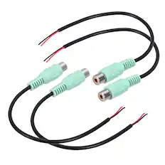 Front. Unique Bargains - 4pcs 8″ Green RCA Female to Bare Wire Adapter for Amplifier Speaker Wire Connection - Black.