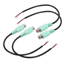 Unique Bargains - 4pcs 8″ Green RCA Female to Bare Wire Adapter for Amplifier Speaker Wire Connection - Black