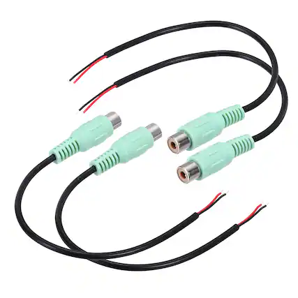 Front. Unique Bargains - 4Pcs 8″ Green RCA Female to Bare Wire Adapter for Amplifier Speaker Wire Connection - Black.