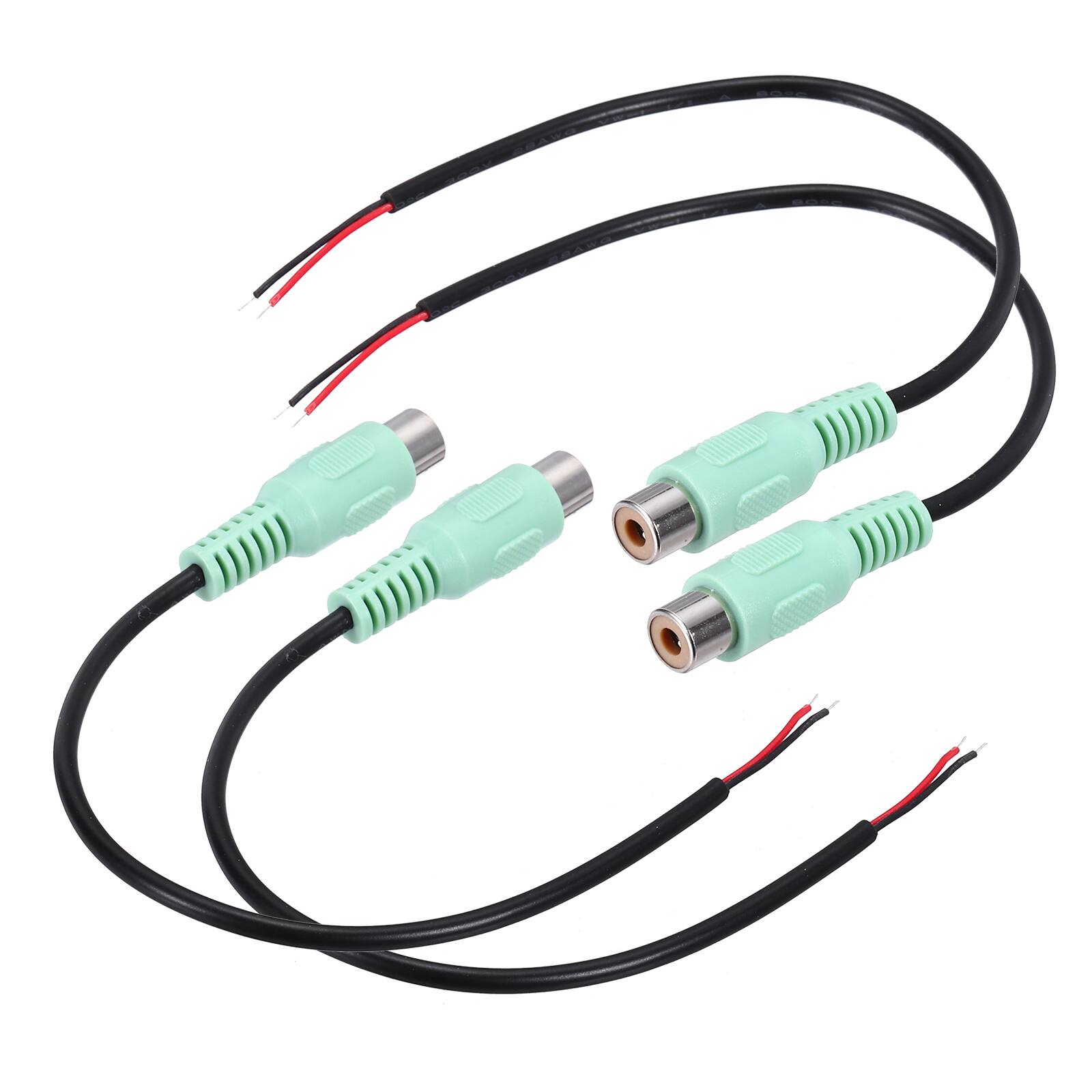 Front. Unique Bargains - 4Pcs 8″ Green RCA Female to Bare Wire Adapter for Amplifier Speaker Wire Connection - Black.