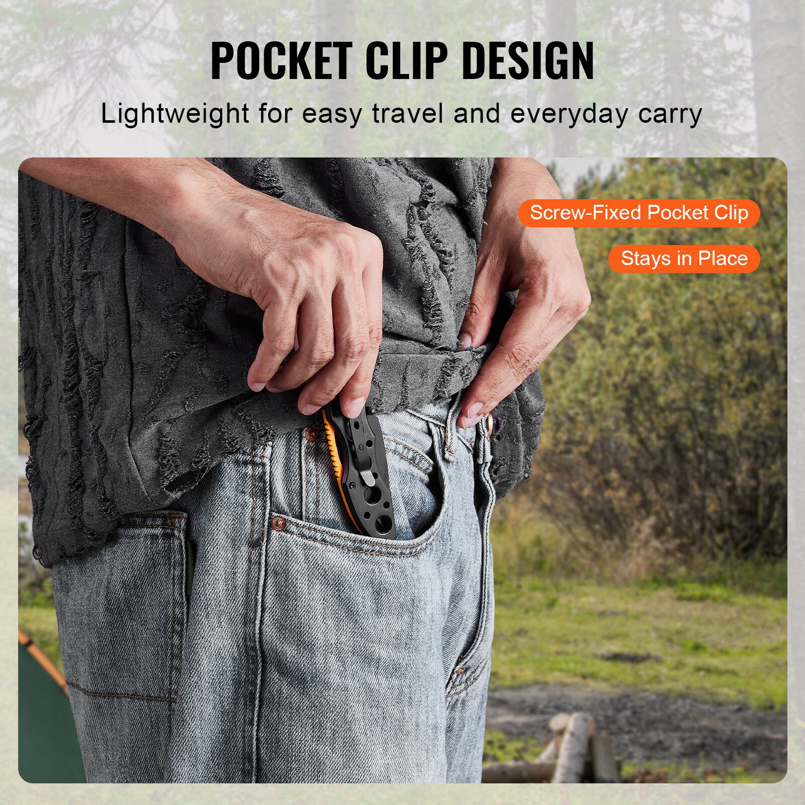 POCKET CLIP DESIGN  
Lightweight for easy travel and everyday carry  

Screw-Fixed Pocket Clip  
Stays in Place